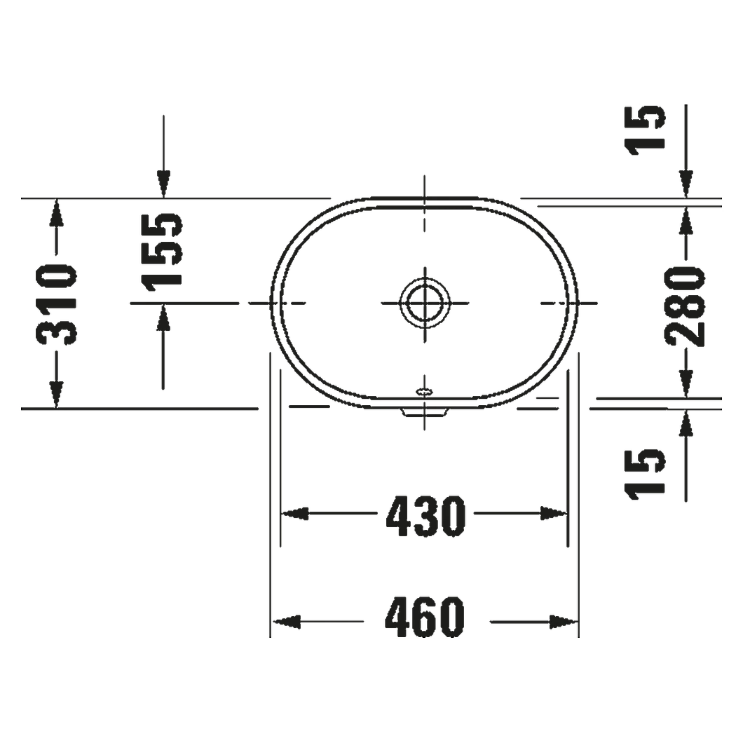 Duravit Bacino 46 Cm Beyaz Parlak Armatür Deliksiz Tezgah Altı Lavabo 2