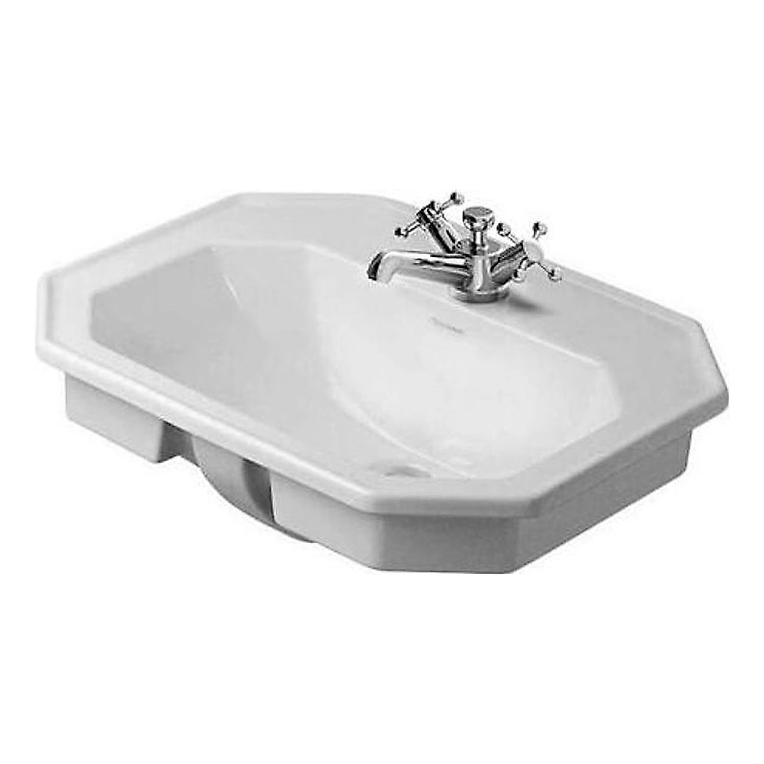 Duravit 1930 58 Cm Beyaz Parlak Tek Armatür Delikli Tezgah Altı Lavabo