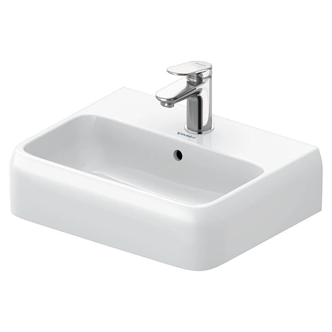 Duravit Qatego 45 Cm Beyaz Parlak Tek Armatür Delikli Lavabo