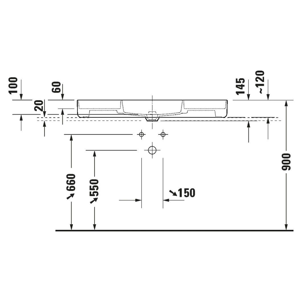 Duravit Bento Starck Box 104 Cm Beyaz Parlak Çanak Lavabo 2