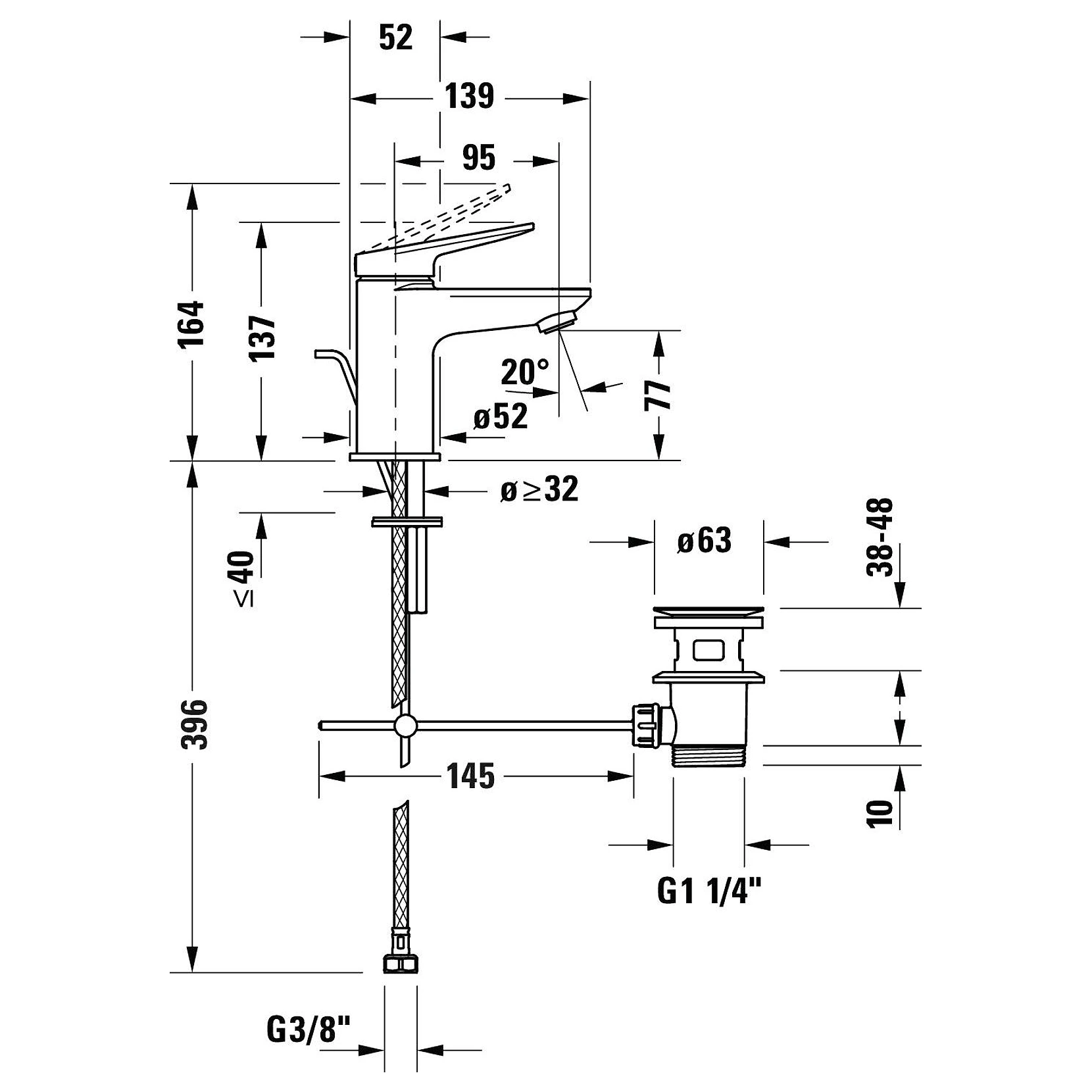 Duravit Wave Gider Setli Siyah Mat Lavabo Bataryası 2