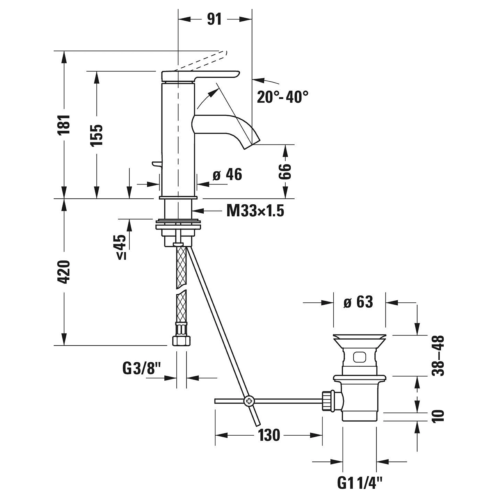 Duravit C.1 Gider Setli Siyah Mat Lavabo Bataryası 2