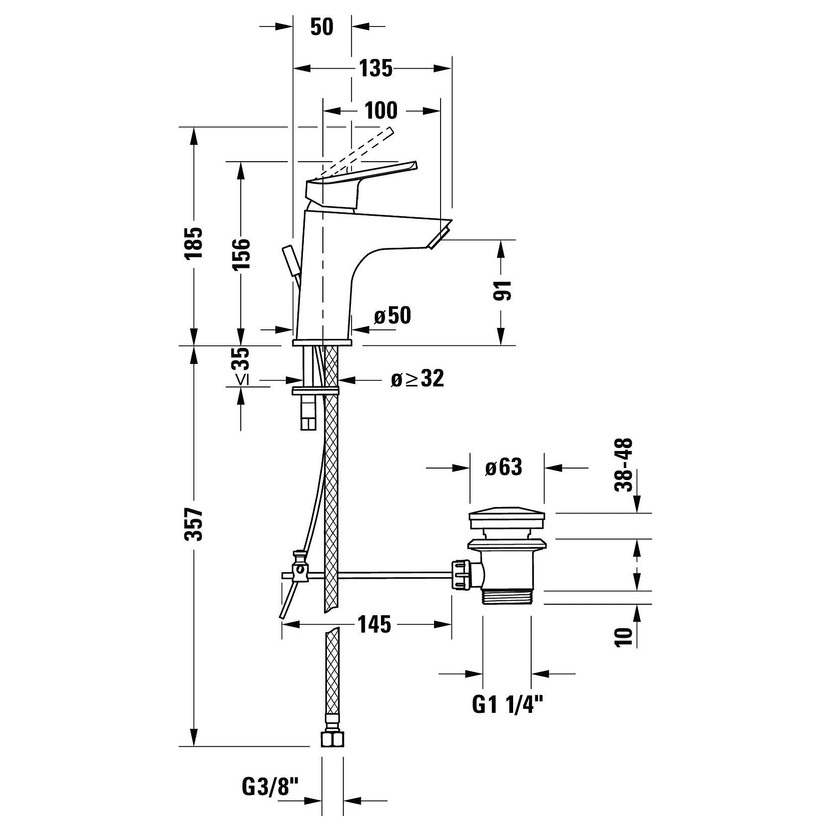Duravit DuraStyle MinusFlow Gider Setli Lavabo Bataryası 2