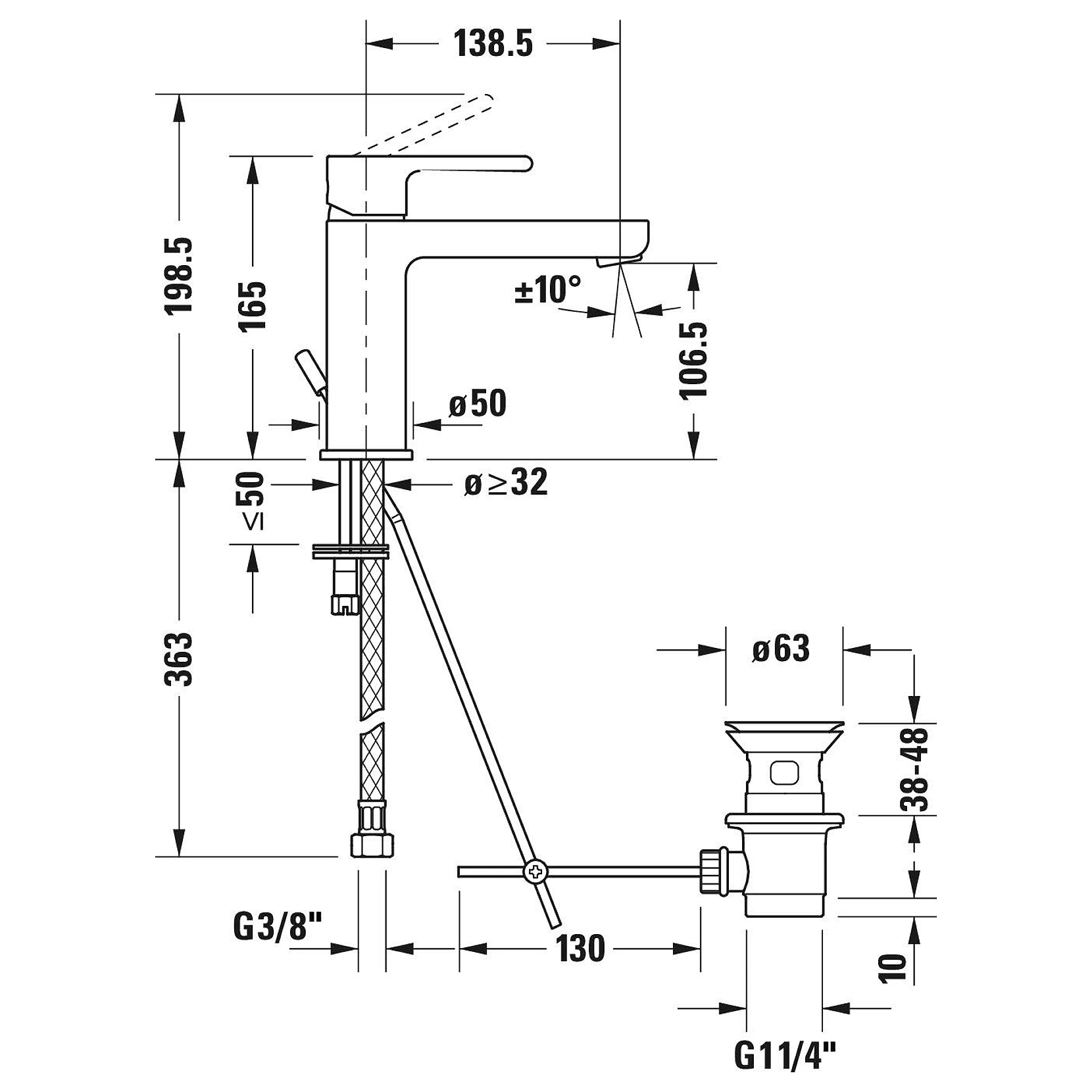 Duravit B.2 Gider Setli Yüksek Lavabo Bataryası 2