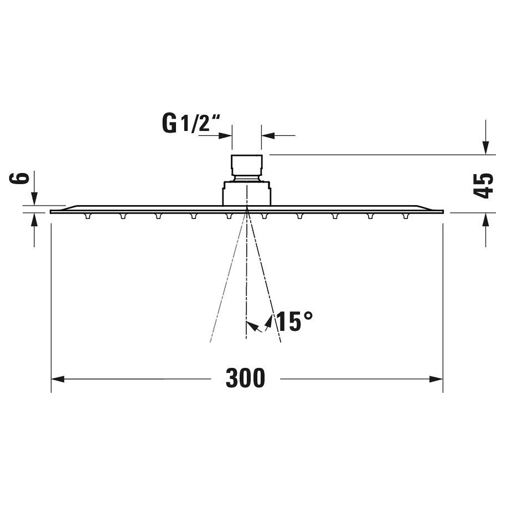 Duravit 300 Mm 1 Fonksiyonlu Kare Mat Siyah Tepe Duşu 2