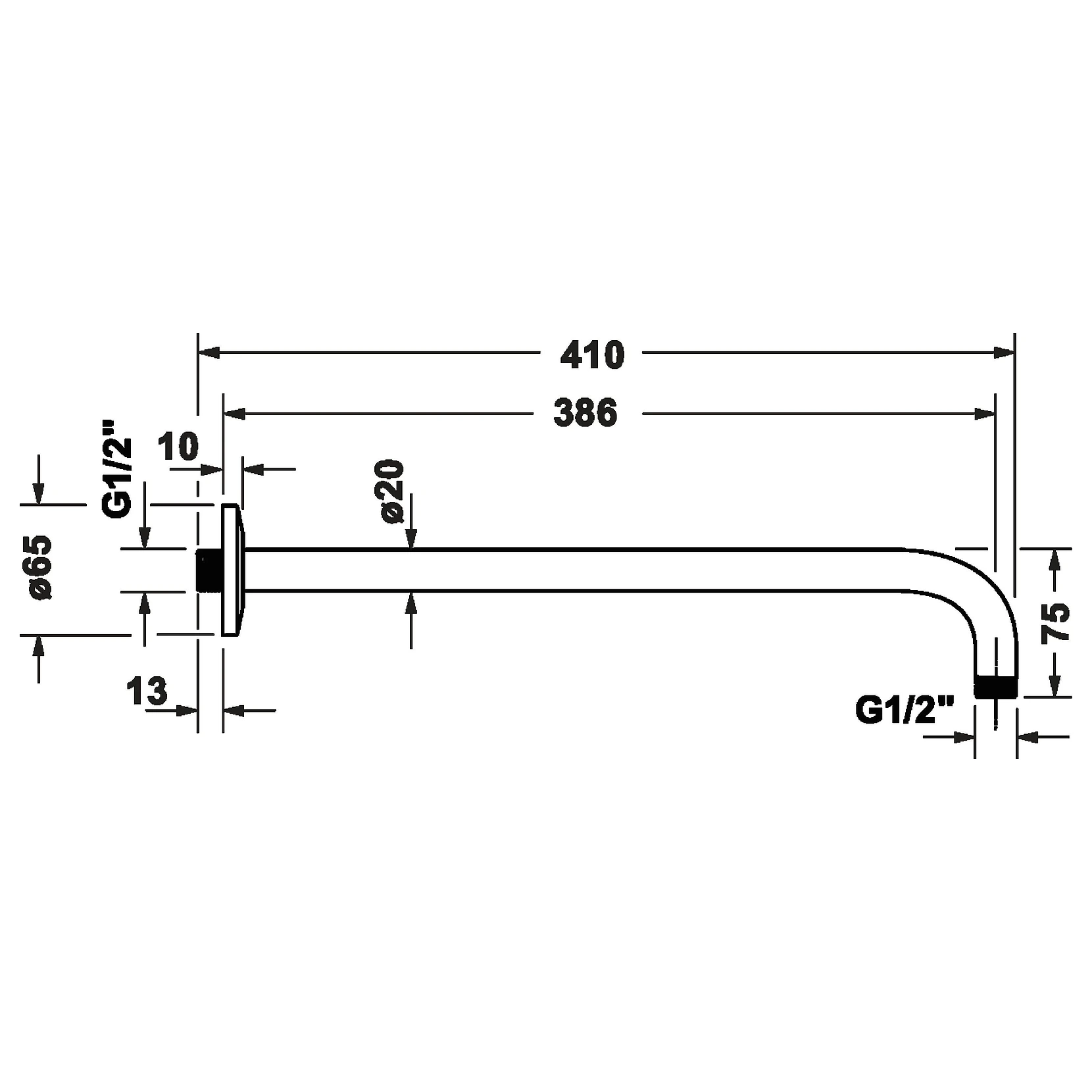 Duravit 410 Mm Mat Siyah Duş Kolu 2