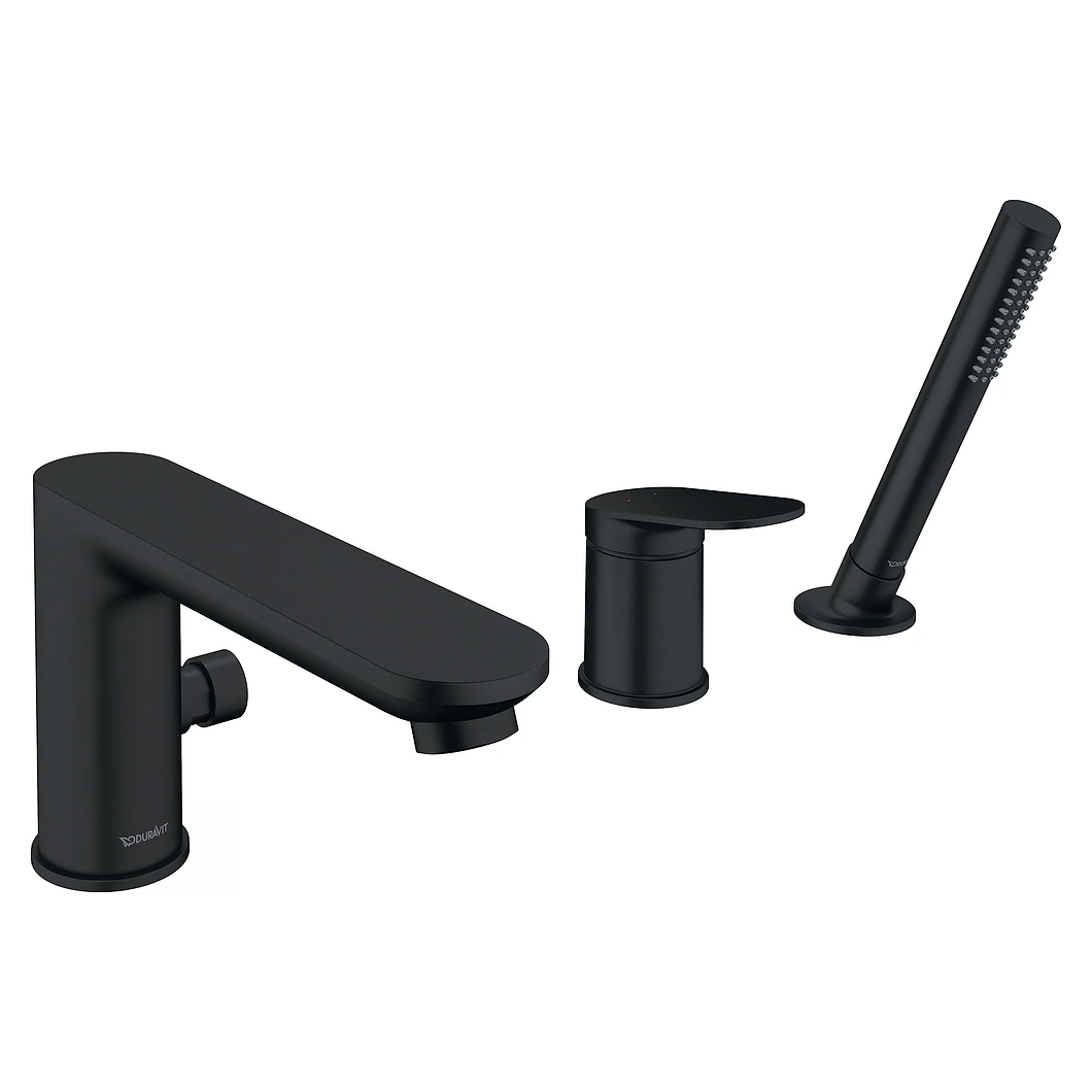 Duravit Wave Mat Siyah 3 Delikli Küvet Bataryası