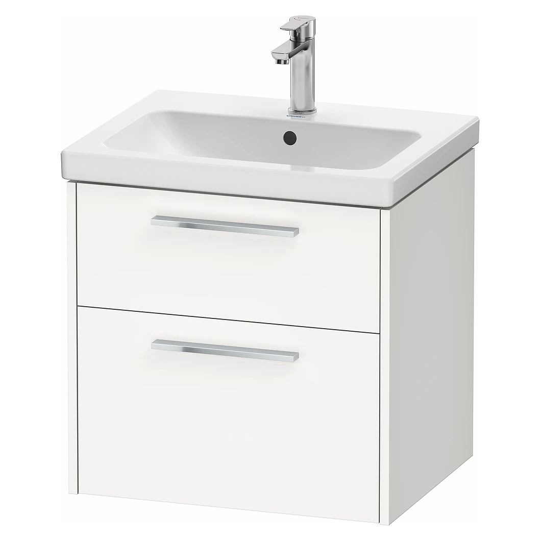 Duravit D-Code 60 Cm Mat Beyaz İki Çekmeceli Krom Kulplu Lavabo Dolabı