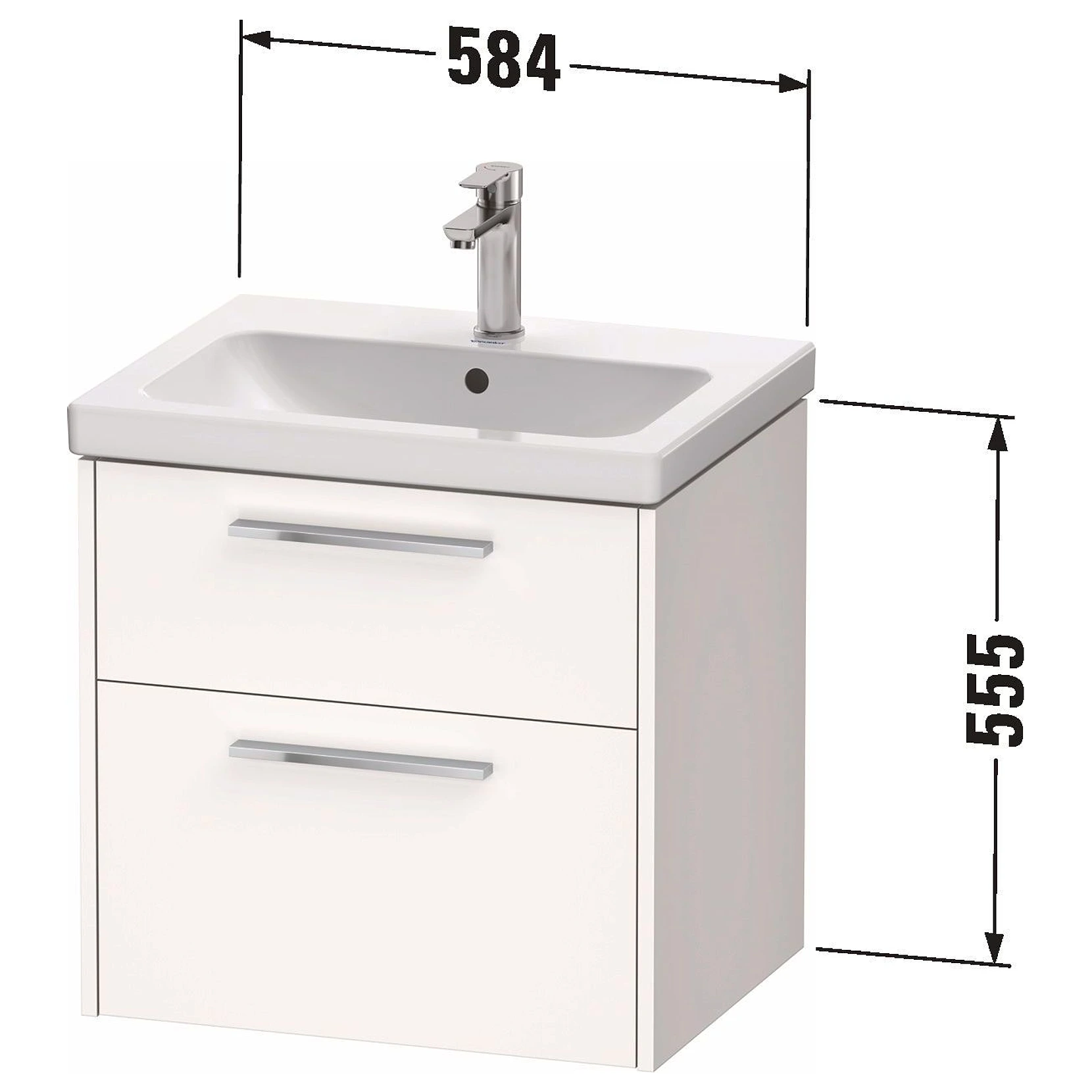 Duravit D-Code 60 Cm Mat Mermer Meşe İki Çekmeceli Krom Kulplu Lavabo Dolabı 2