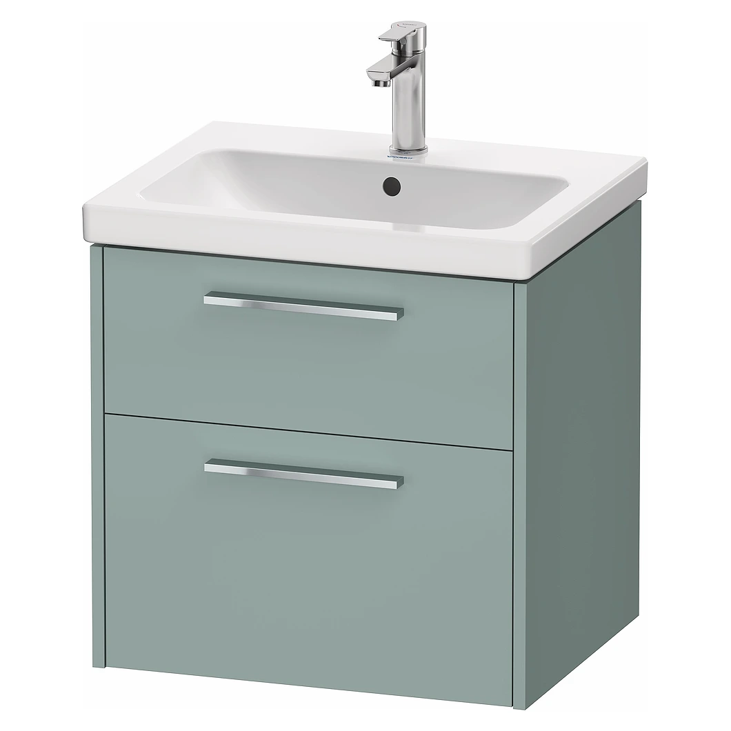 Duravit D-Code 60 Cm Mat Fiyort Yeşili İki Çekmeceli Krom Kulplu Lavabo Dolabı