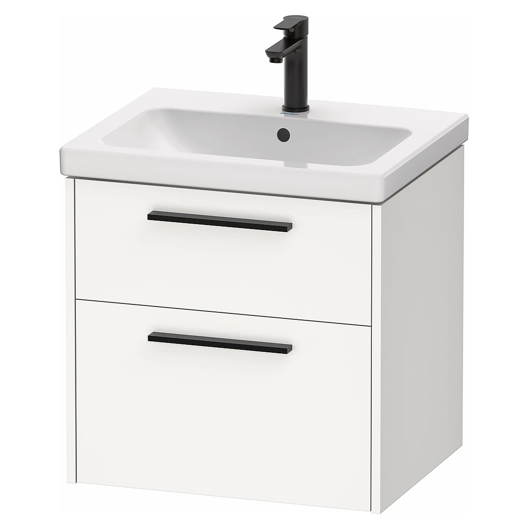 Duravit D-Code 60 Cm Mat Beyaz İki Çekmeceli Siyah Kulplu Lavabo Dolabı