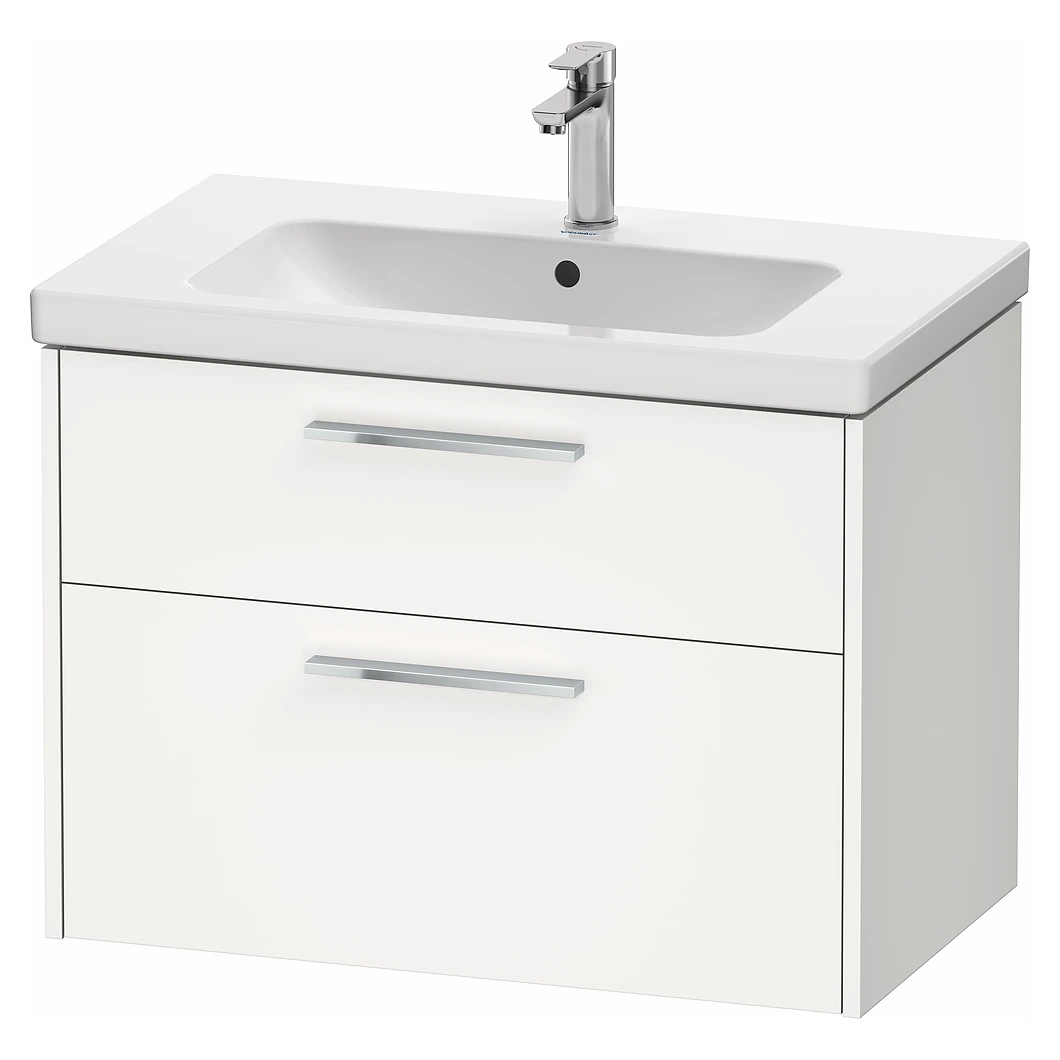 Duravit D-Code 80 Cm Mat Beyaz İki Çekmeceli Krom Kulplu Lavabo Dolabı