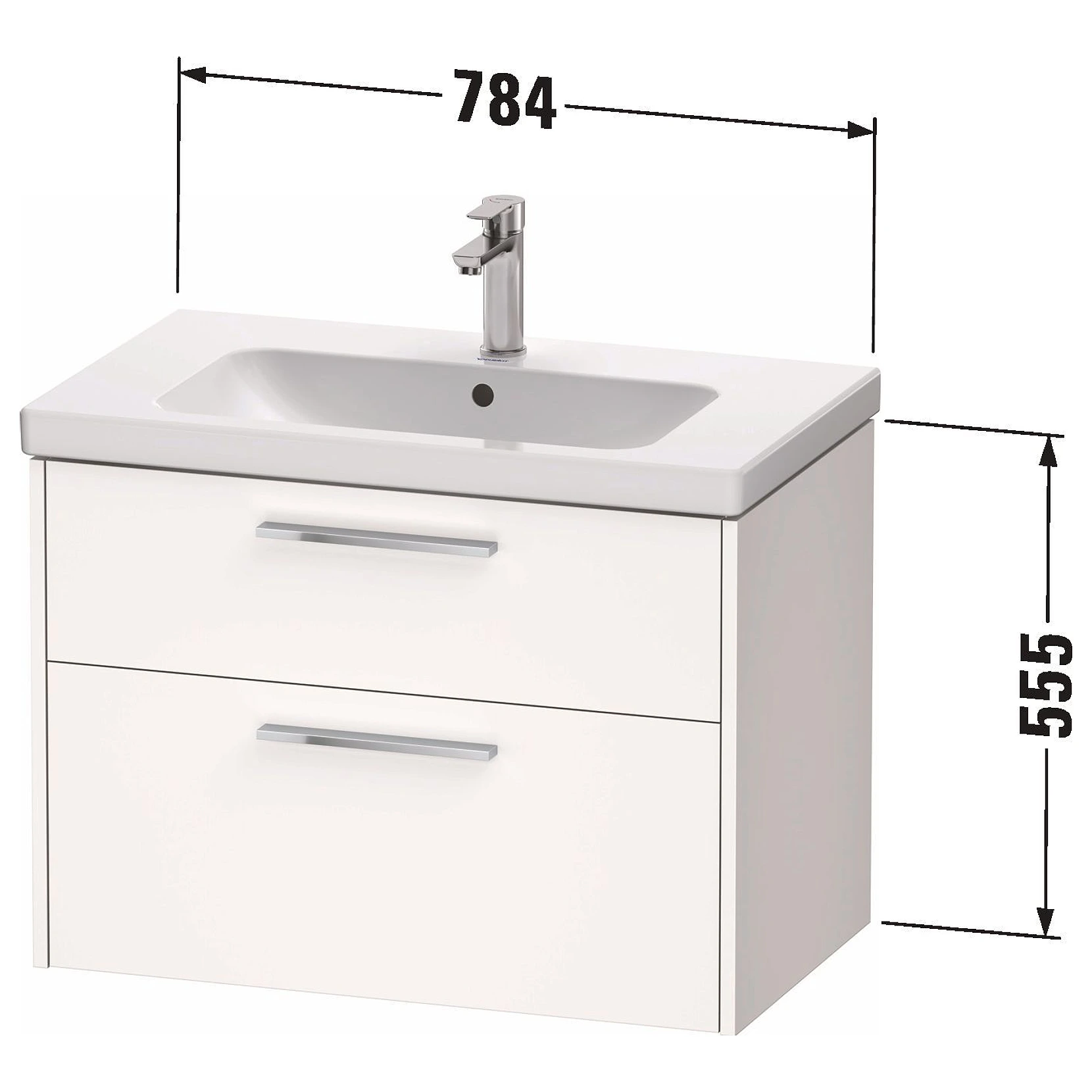 Duravit D-Code 80 Cm Mat Beyaz İki Çekmeceli Krom Kulplu Lavabo Dolabı 2