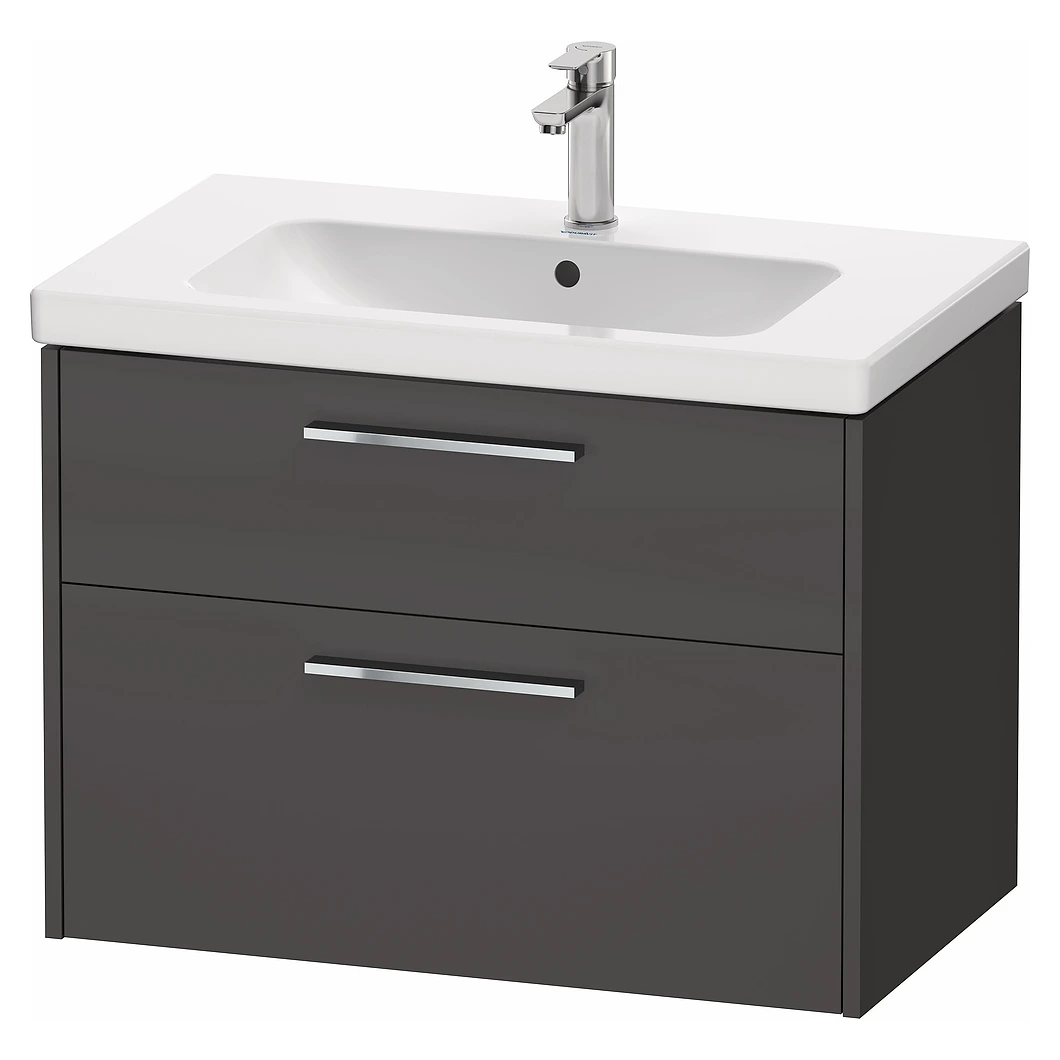 Duravit D-Code 80 Cm Mat Grafit İki Çekmeceli Krom Kulplu Lavabo Dolabı