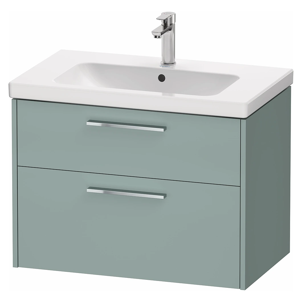 Duravit D-Code 80 Cm Mat Fiyort Yeşili İki Çekmeceli Krom Kulplu Lavabo Dolabı