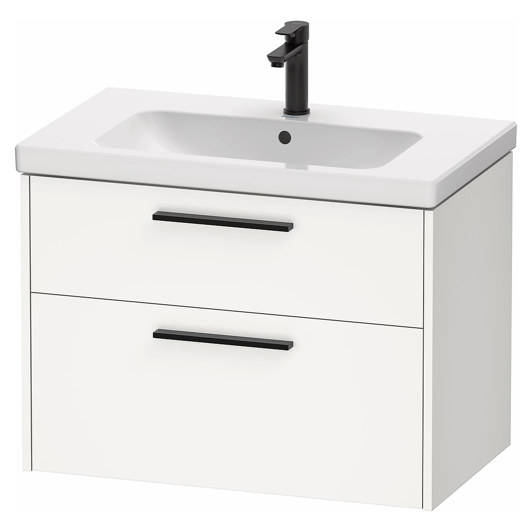 Duravit D-Code 80 Cm Mat Beyaz İki Çekmeceli Siyah Kulplu Lavabo Dolabı