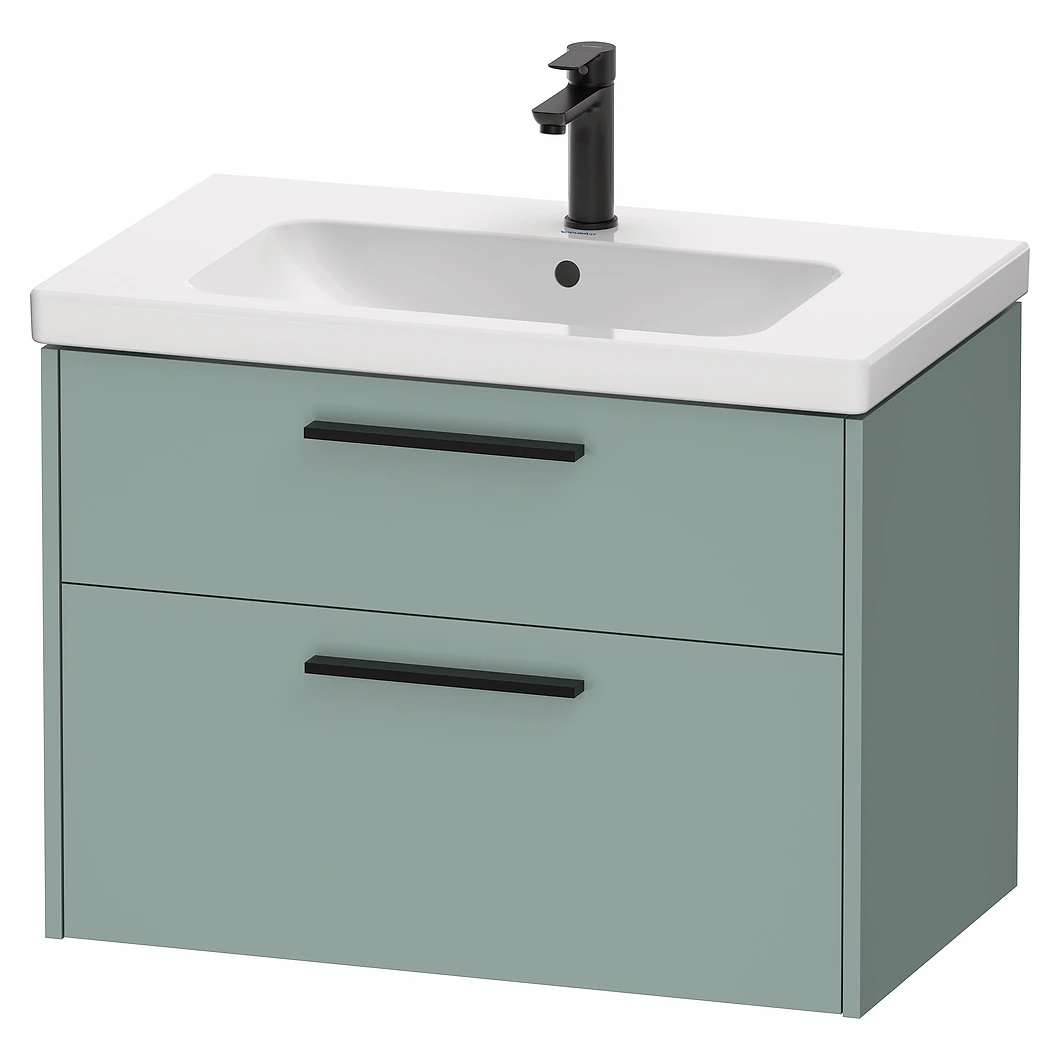 Duravit D-Code 80 Cm Mat Fiyort Yeşili İki Çekmeceli Siyah Kulplu Lavabo Dolabı