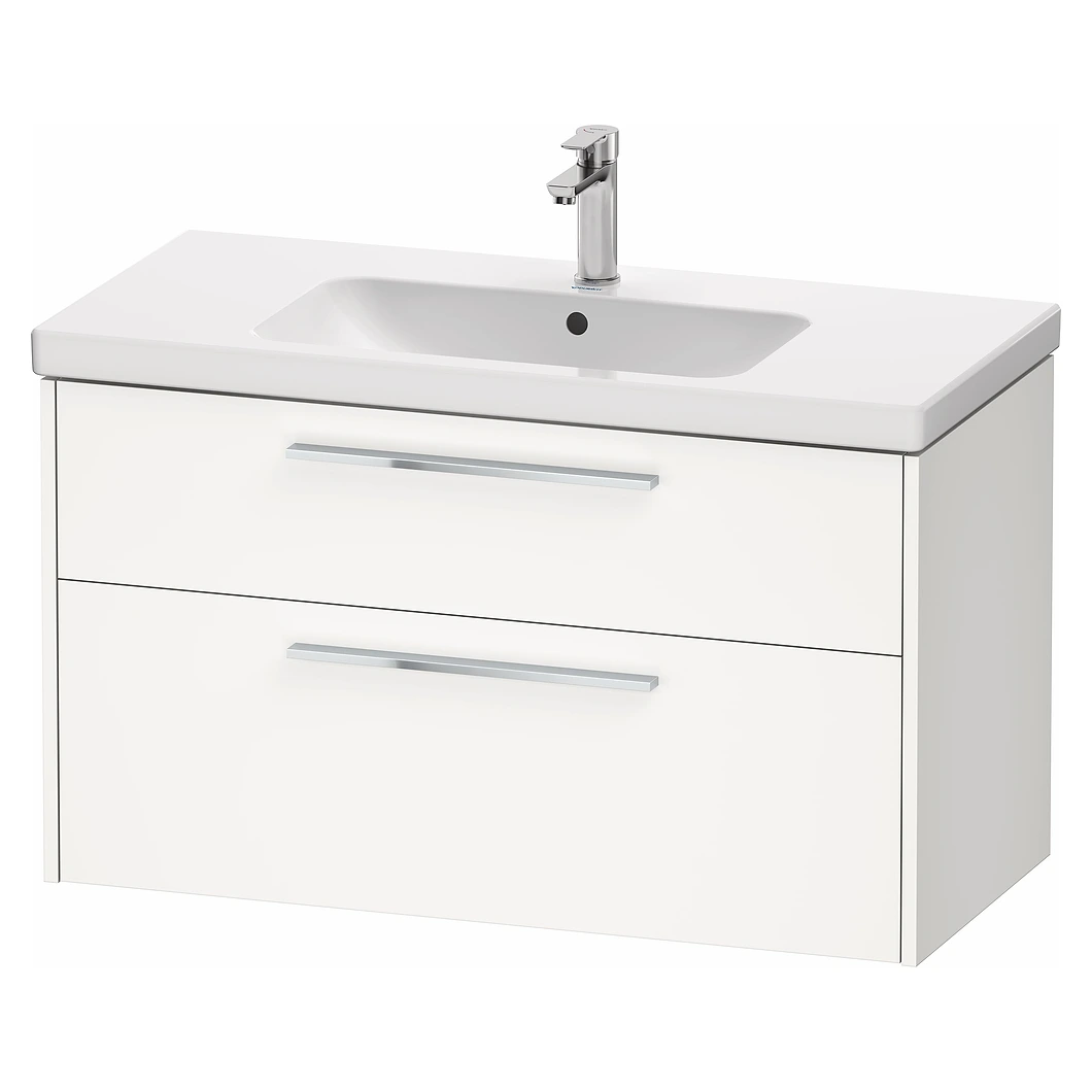 Duravit D-Code 100 Cm Mat Beyaz İki Çekmeceli Krom Kulplu Lavabo Dolabı