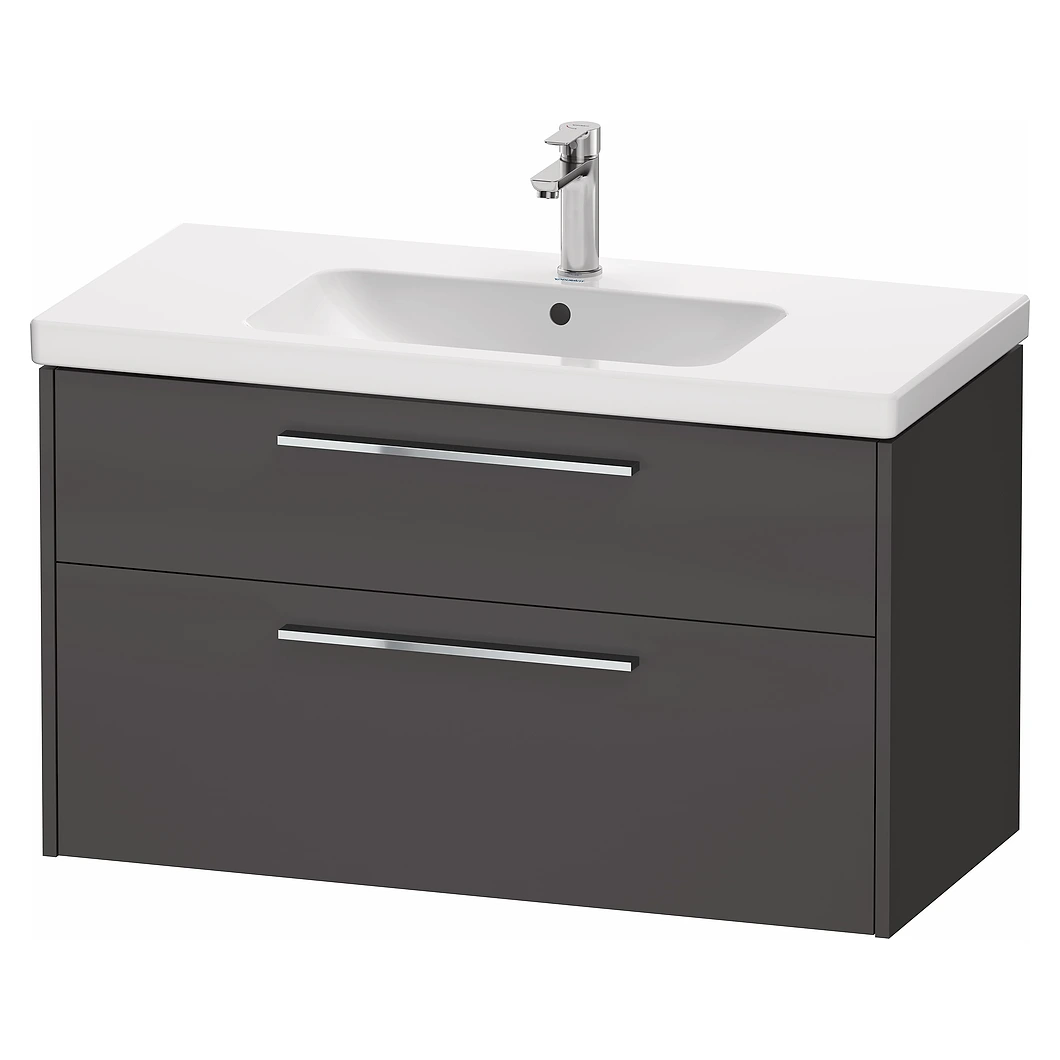 Duravit D-Code 100 Cm Mat Grafit İki Çekmeceli Krom Kulplu Lavabo Dolabı