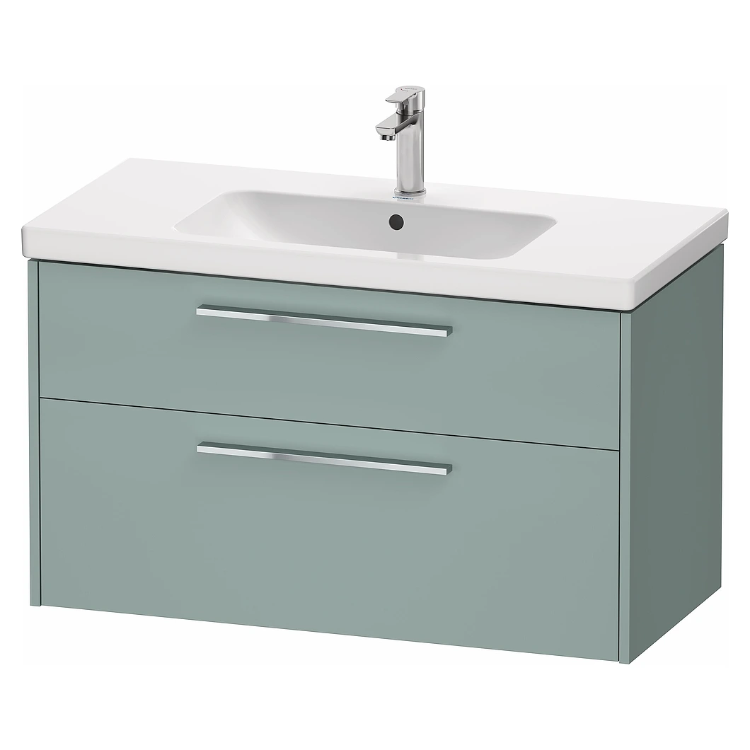 Duravit D-Code 100 Cm Mat Fiyort Yeşili İki Çekmeceli Krom Kulplu Lavabo Dolabı