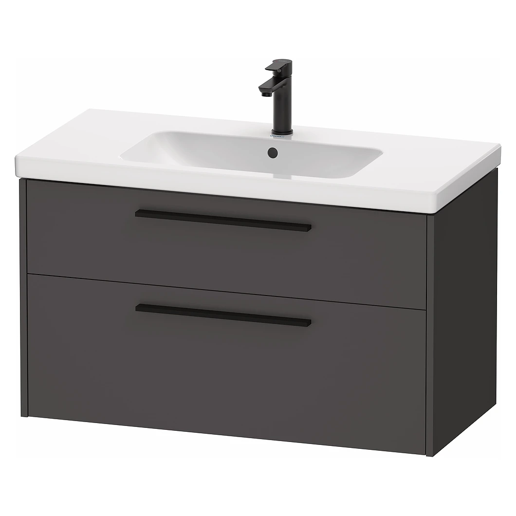 Duravit D-Code 100 Cm Mat Grafit İki Çekmeceli Siyah Kulplu Lavabo Dolabı