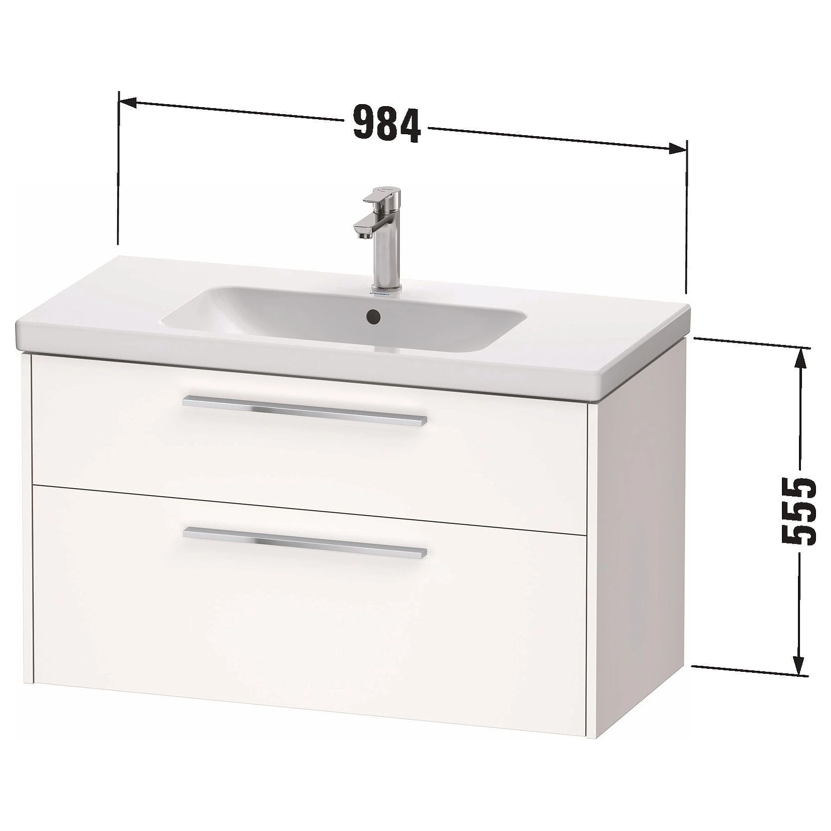 Duravit D-Code 100 Cm Mat Grafit İki Çekmeceli Siyah Kulplu Lavabo Dolabı 2