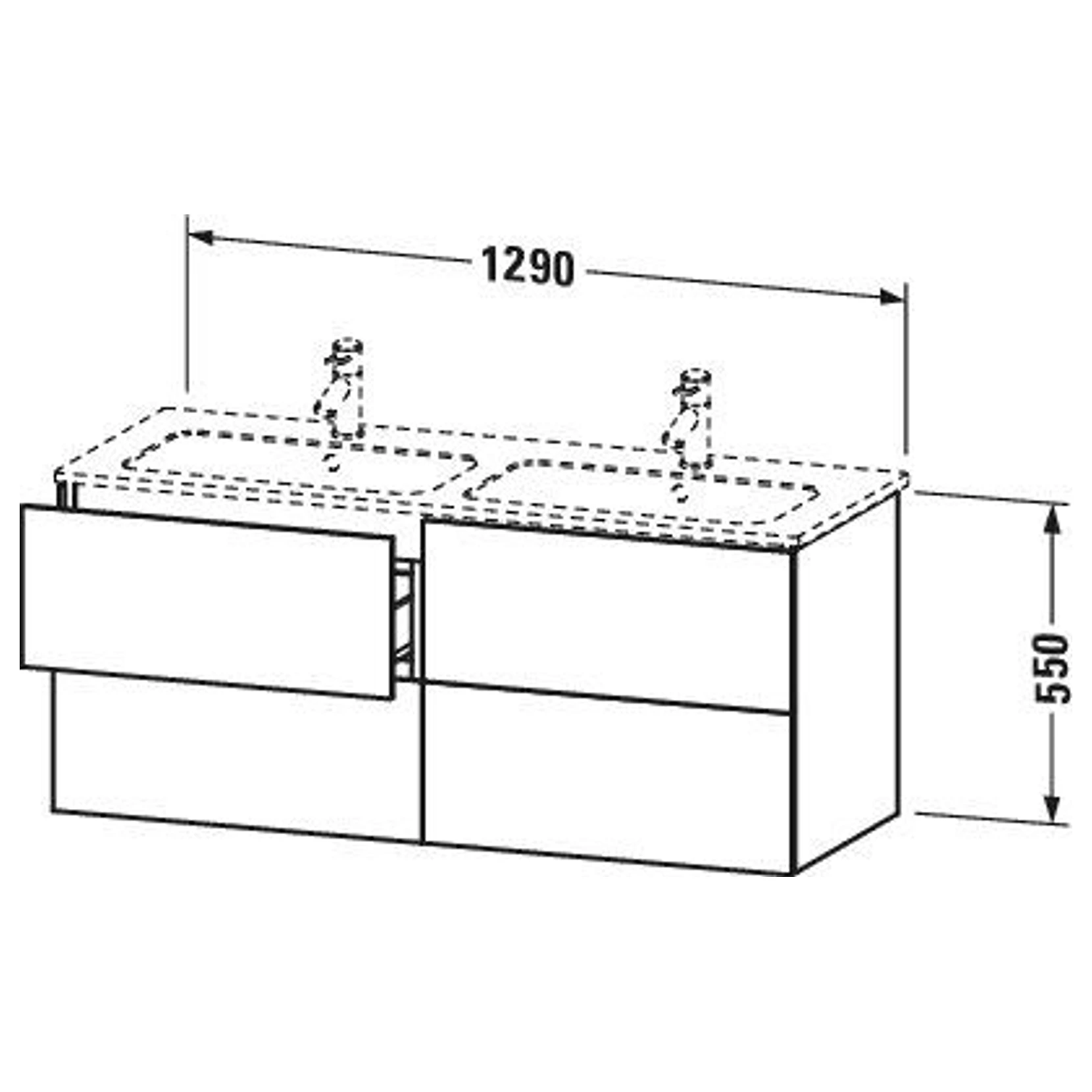 Duravit L-Cube 130 Cm Mat Beyaz Dört Çekmeceli Lavabo Dolabı 2