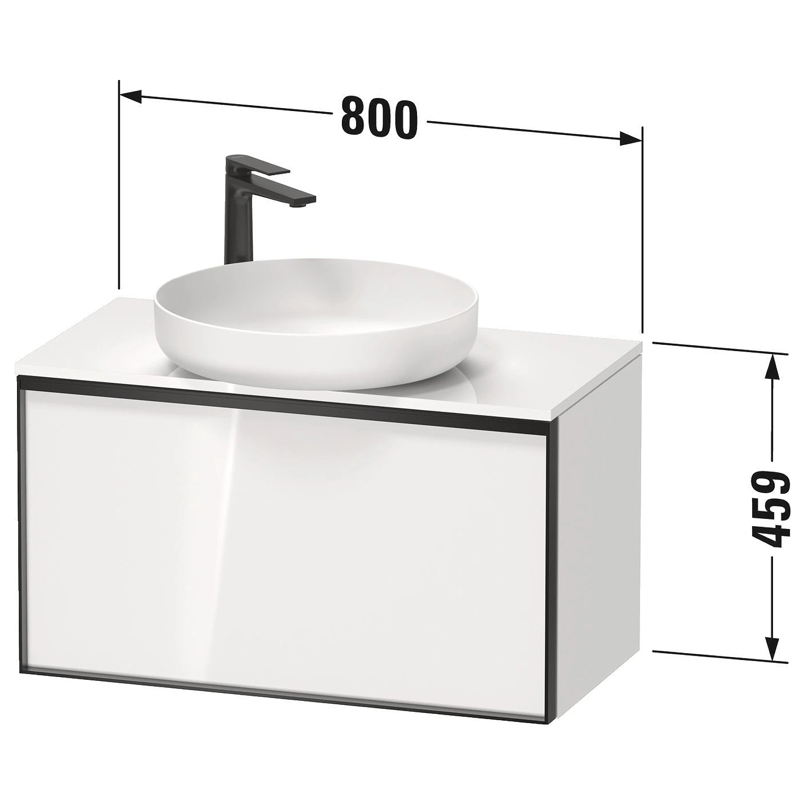 Duravit Vitrium 80 Cm Mat Beyaz Bir Çekmeceli Grafit Kulplu Lavabo Dolabı 2