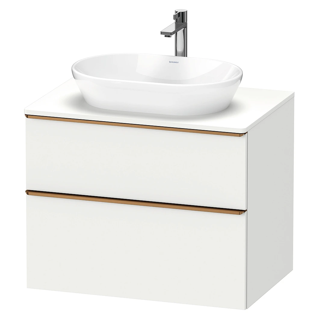 Duravit D-Neo 80 Cm Mat Beyaz İki Çekmeceli Bronz Kulplu Lavabo Dolabı