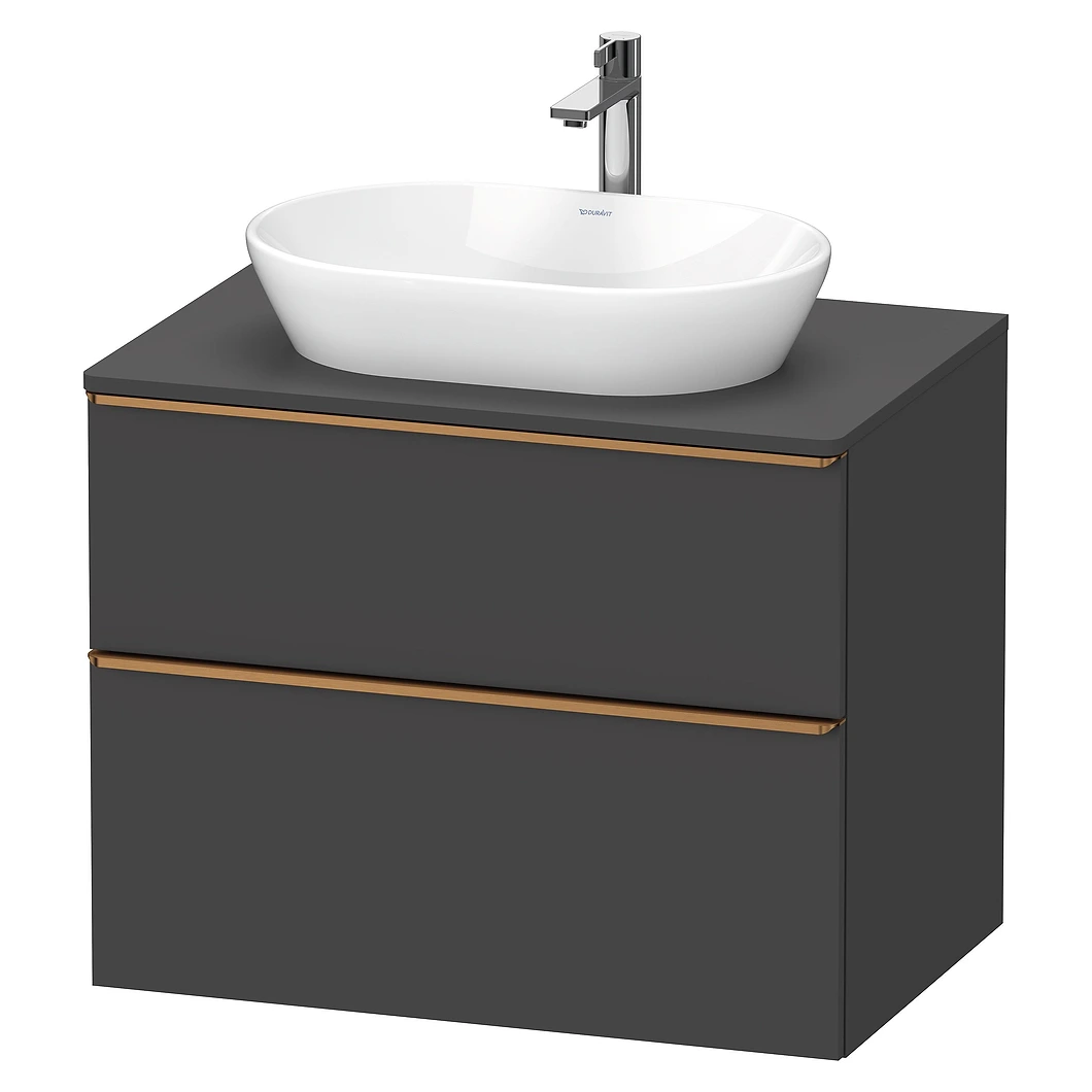Duravit D-Neo 80 Cm Mat Grafit İki Çekmeceli Bronz Kulplu Lavabo Dolabı