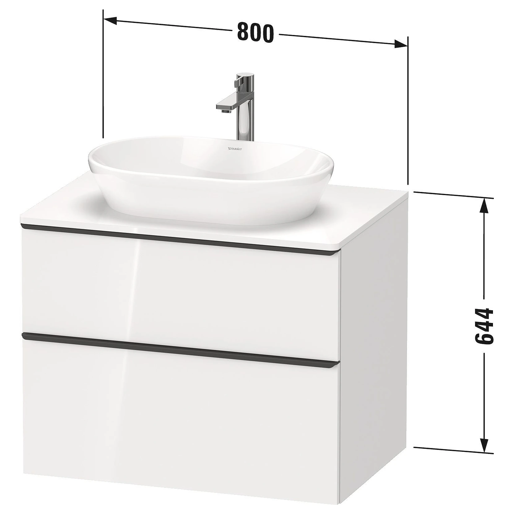 Duravit D-Neo 80 Cm Mat Grafit İki Çekmeceli Bronz Kulplu Lavabo Dolabı 2