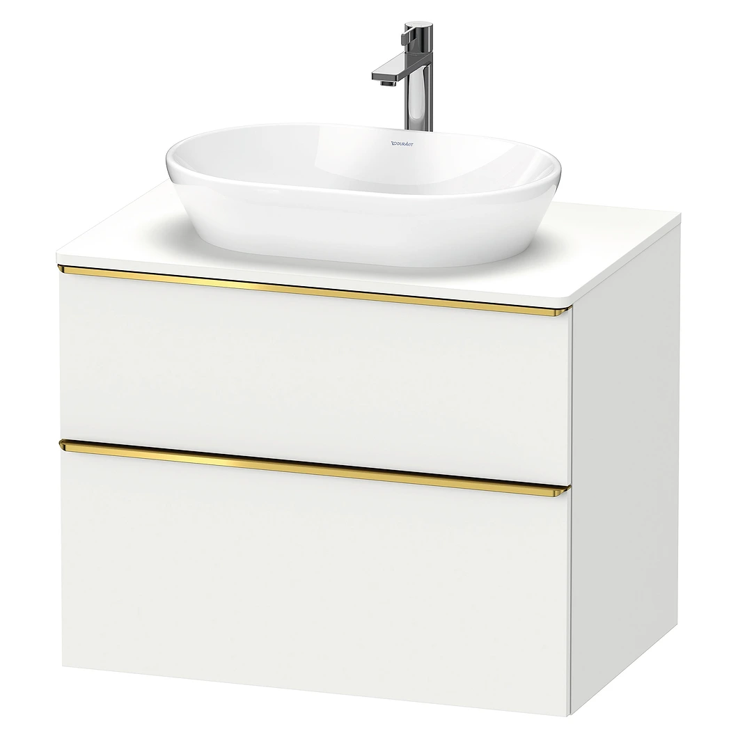 Duravit D-Neo 80 Cm Mat Beyaz İki Çekmeceli Altın Kulplu Lavabo Dolabı