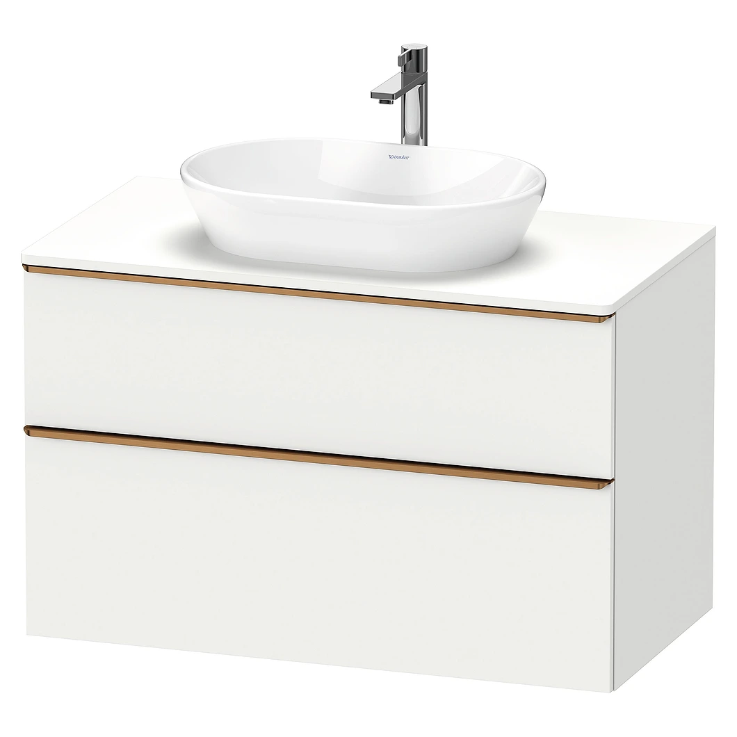 Duravit D-Neo 100 Cm Mat Beyaz İki Çekmeceli Bronz Kulplu Lavabo Dolabı