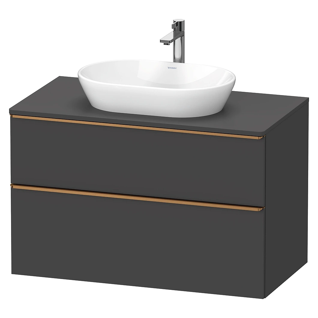 Duravit D-Neo 100 Cm Mat Grafit İki Çekmeceli Bronz Kulplu Lavabo Dolabı