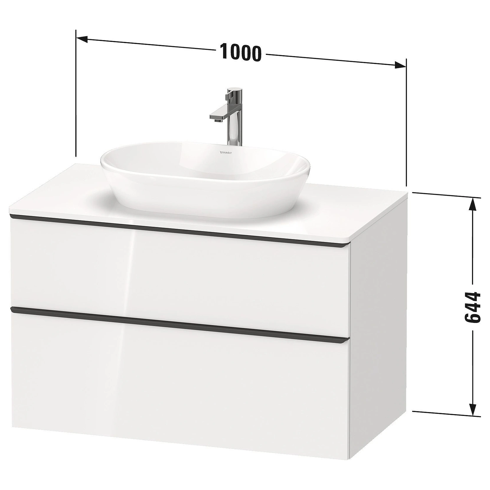 Duravit D-Neo 100 Cm Mat Grafit İki Çekmeceli Bronz Kulplu Lavabo Dolabı 2