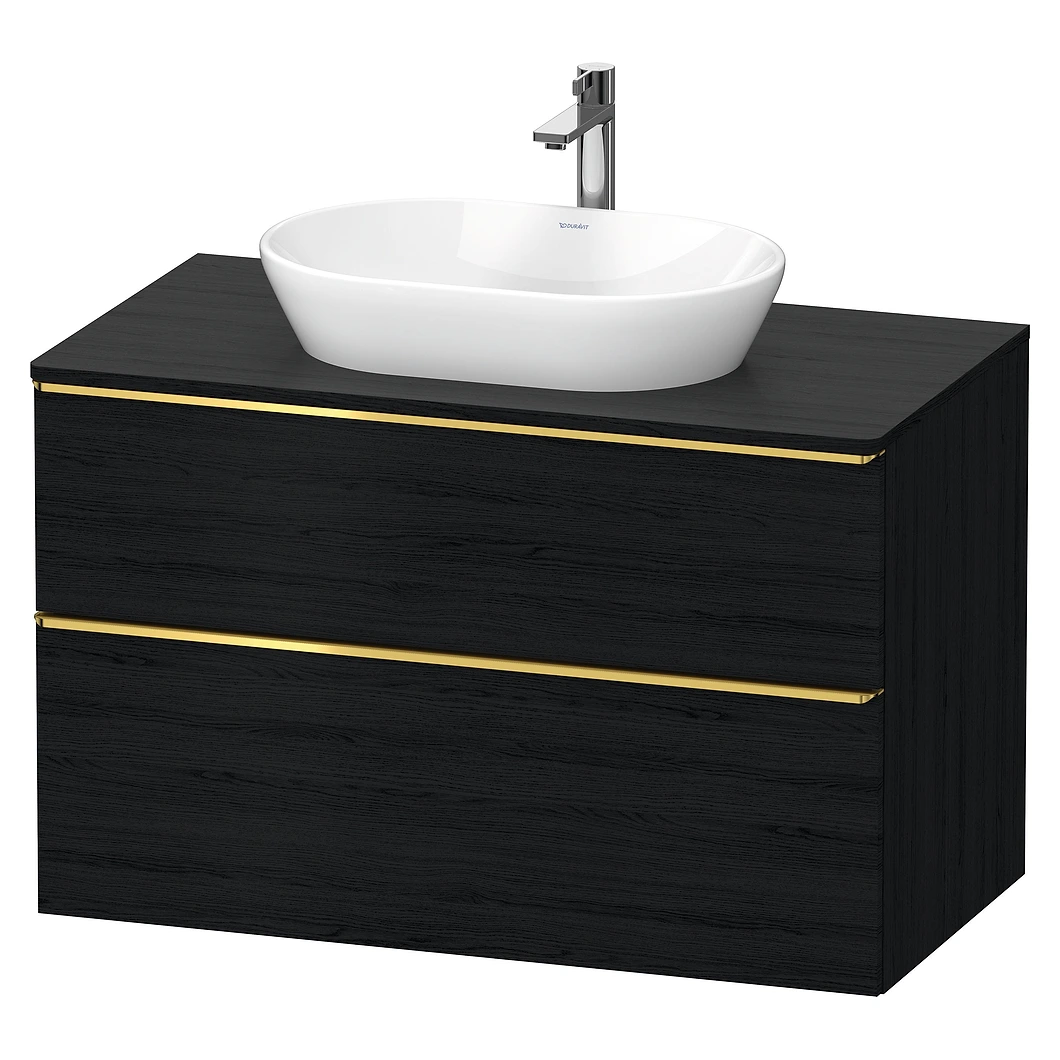 Duravit D-Neo 100 Cm Mat Siyah Meşe İki Çekmeceli Altın Kulplu Lavabo Dolabı