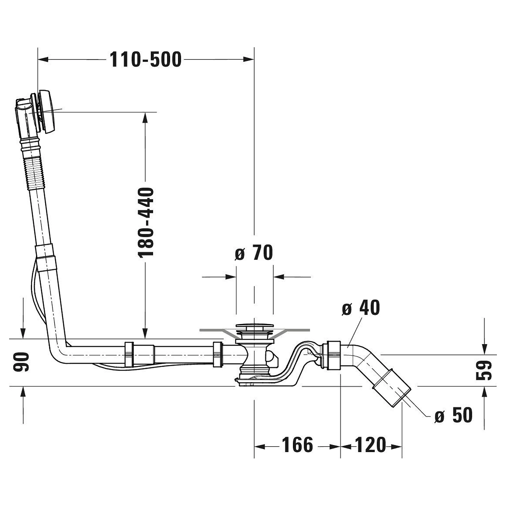Duravit Krom Küvet Gider ve Taşma Seti 792206000001000 2