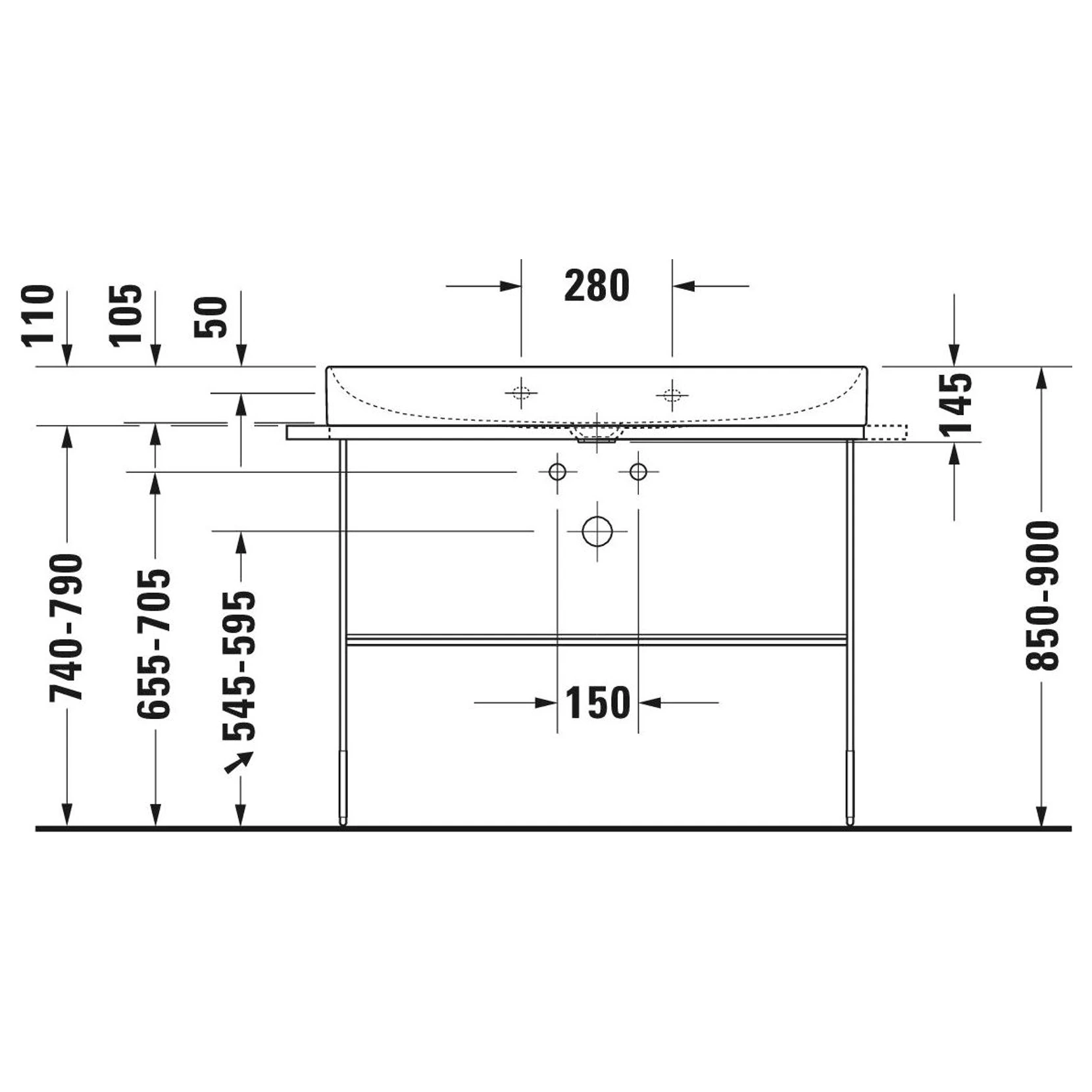 Duravit DuraSquare 100 Cm Krom Metal Konsol 2