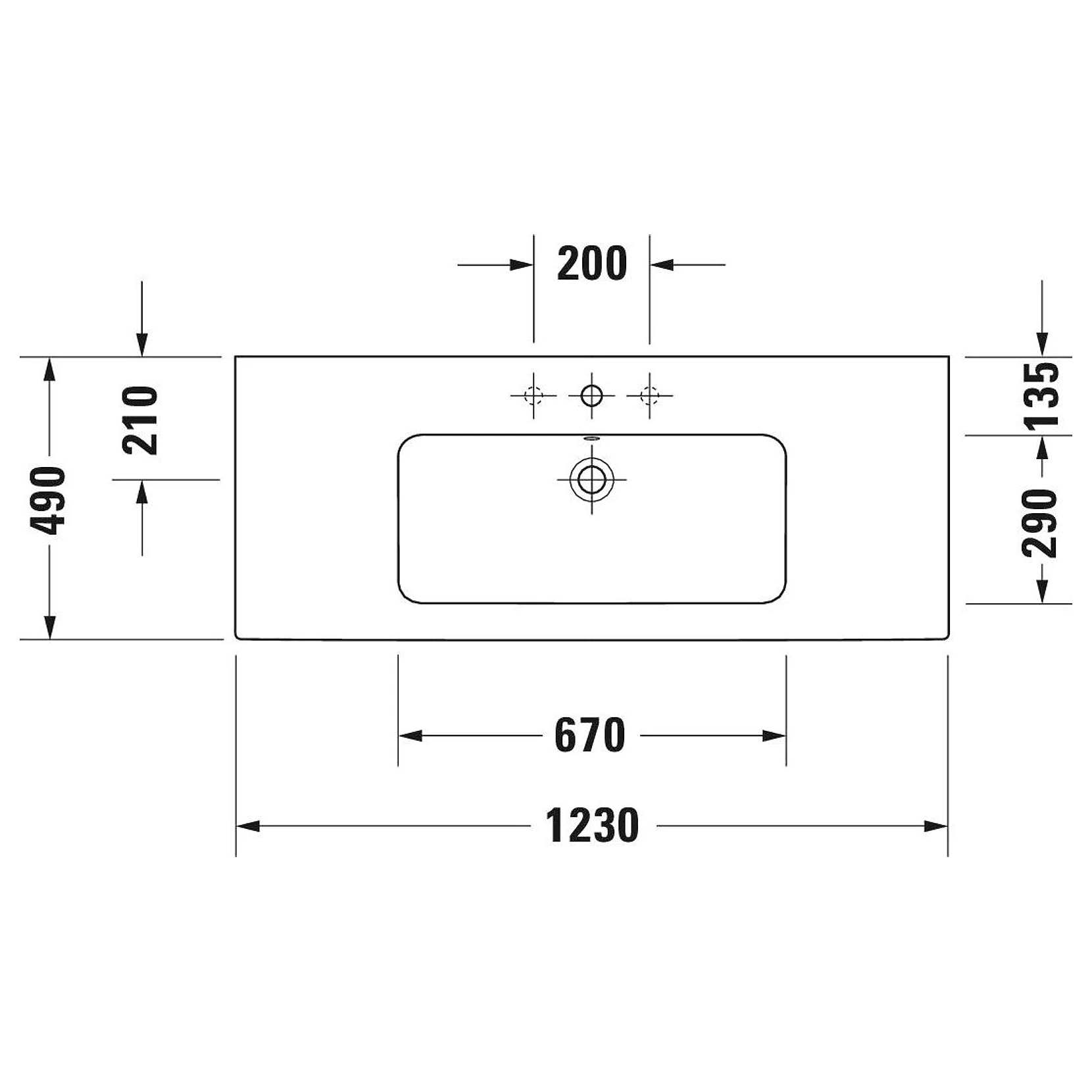 Duravit ME by Starck 123 Cm Beyaz Tek Armatür Delikli Lavabo 2