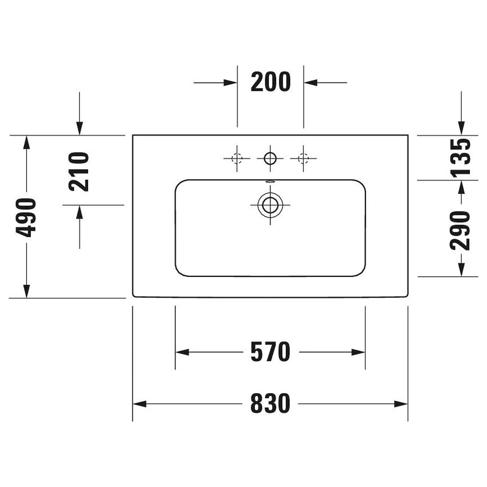 Duravit ME by Starck 83 Cm Beyaz Tek Armatür Delikli Lavabo 2