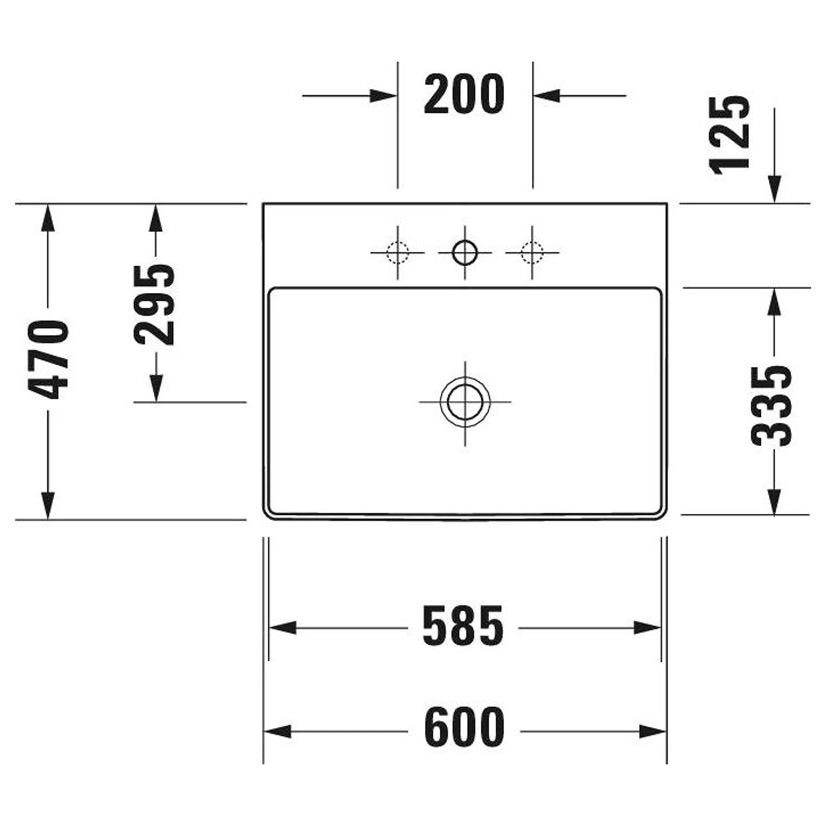 Duravit DuraSquare 60 Cm Beyaz Batarya Bankolu Lavabo 2