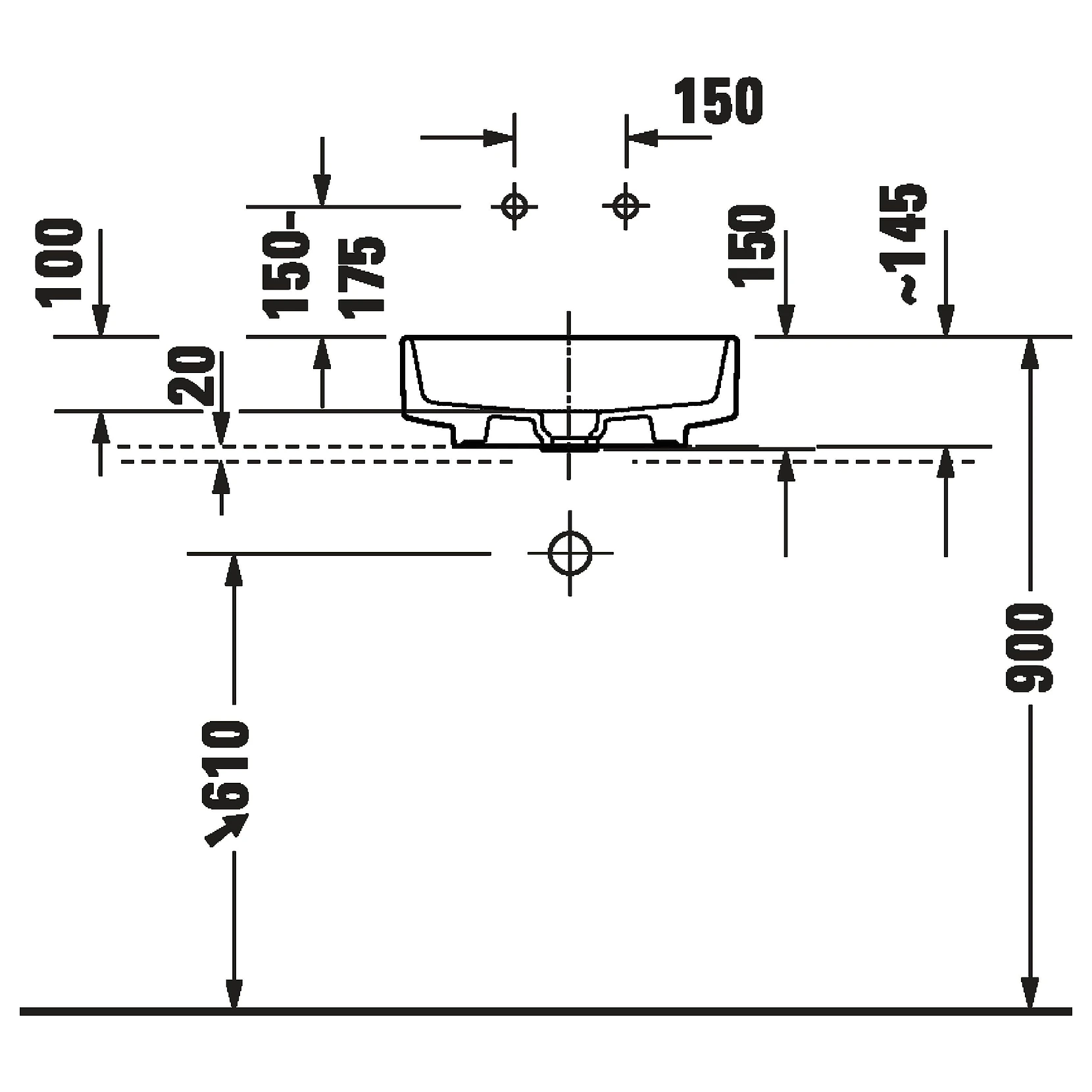 Duravit Balcoon 45 Cm Beyaz Armatür Deliksiz Çanak Lavabo 2