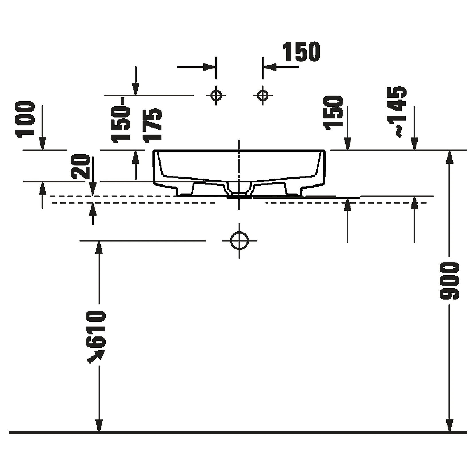 Duravit Balcoon 55 Cm Beyaz Armatür Deliksiz Çanak Lavabo 2