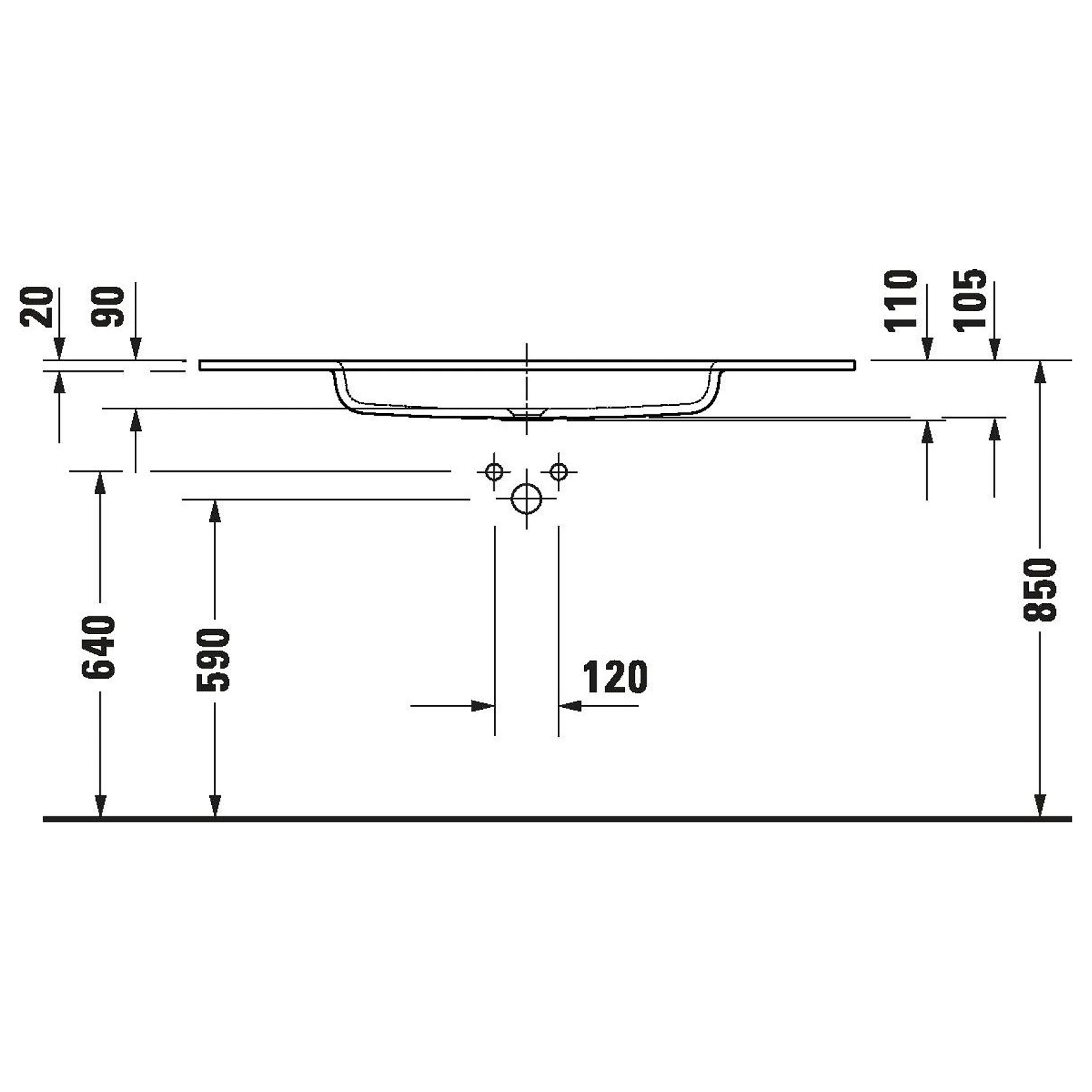Duravit Sivida 122 Cm Mat Beyaz Tek Armatür Delikli Lavabo 2