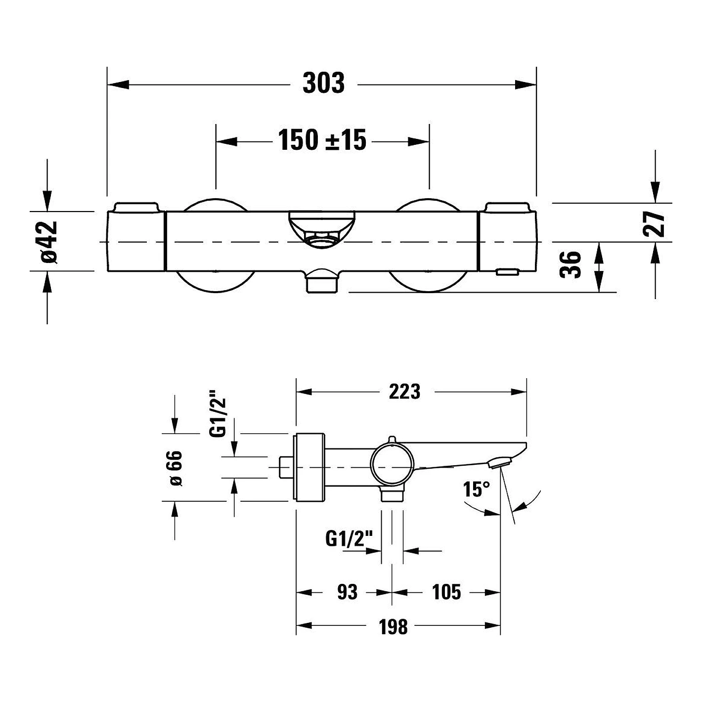 Duravit Wave Altın Termostatik Küvet Bataryası 2