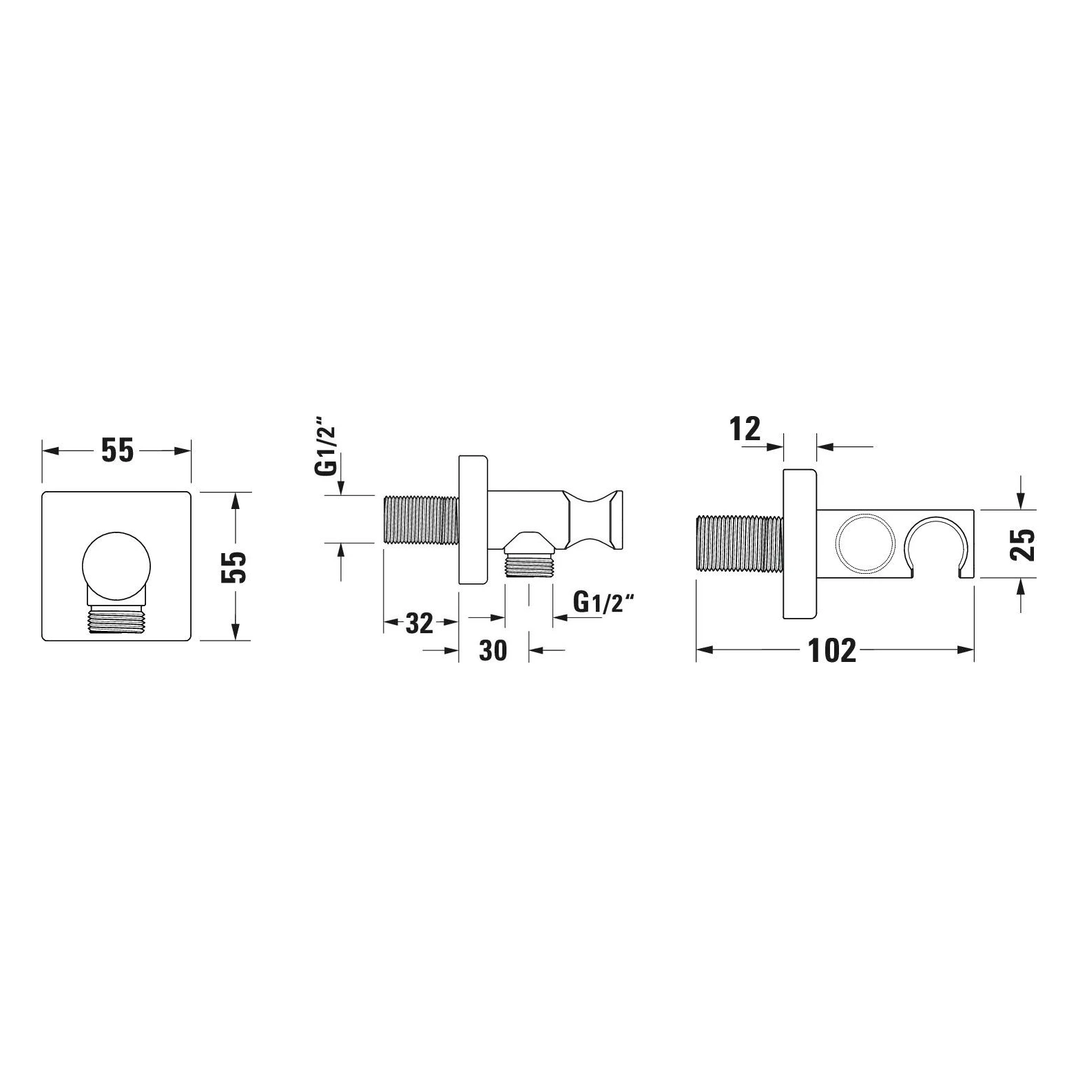Duravit Kare Mat Siyah Askılı El Duşu Çıkışı 2