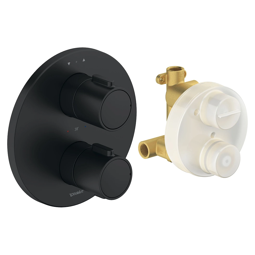 Duravit 2 Çıkışlı Mat Siyah Termostatik Ankastre Batarya