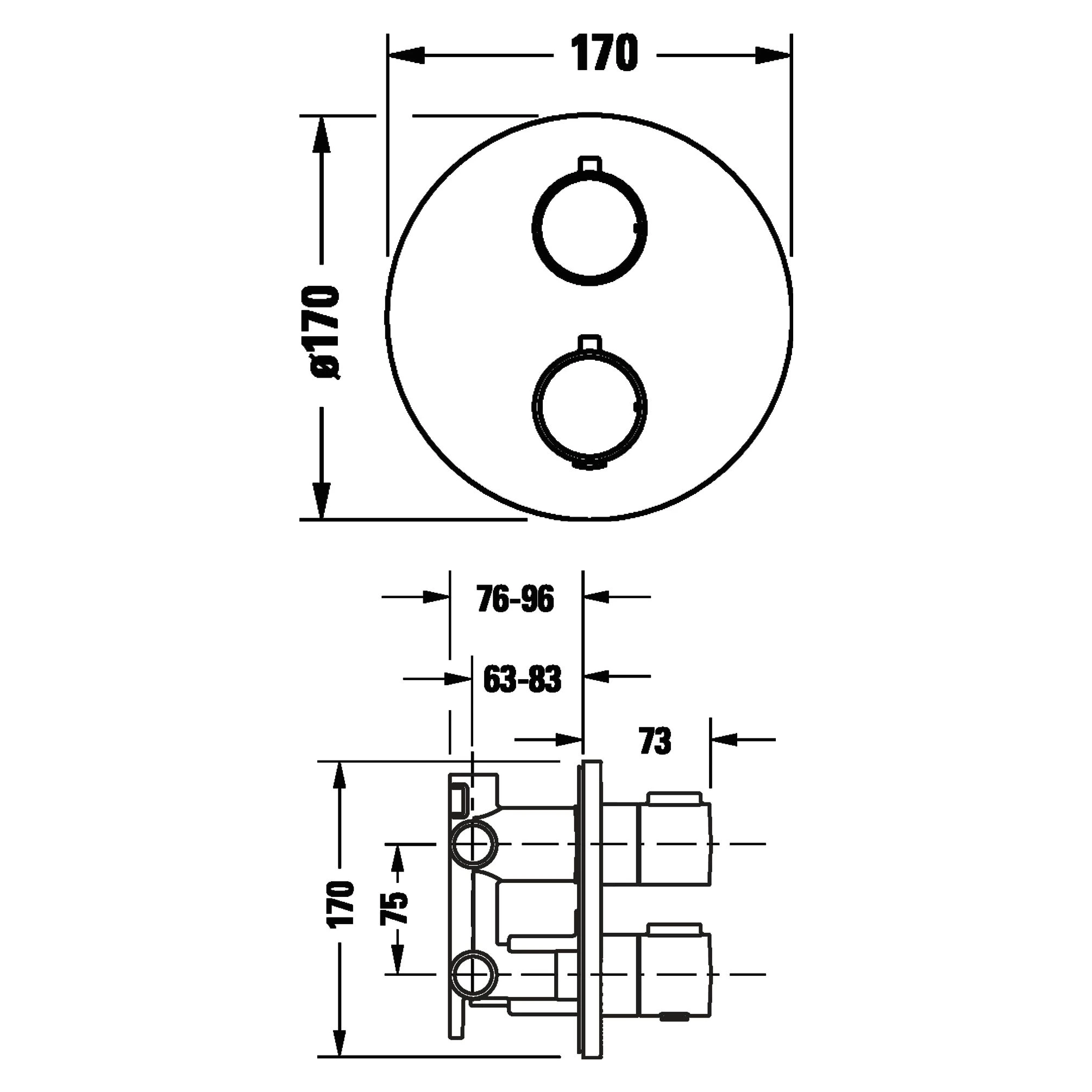 Duravit 2 Çıkışlı Mat Siyah Termostatik Ankastre Batarya 2