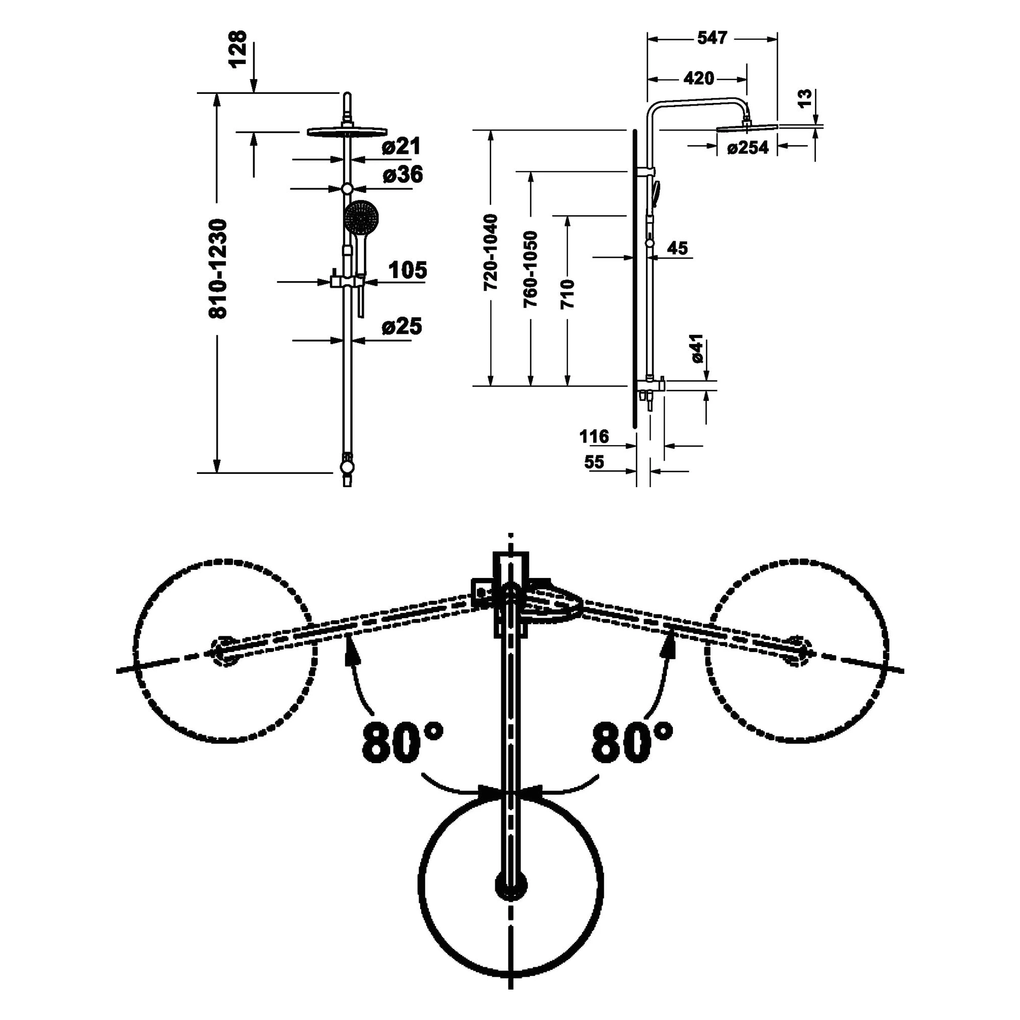 Duravit Reno 250 Mm Tepe Duşlu Bataryasız Duş Sistemi 2