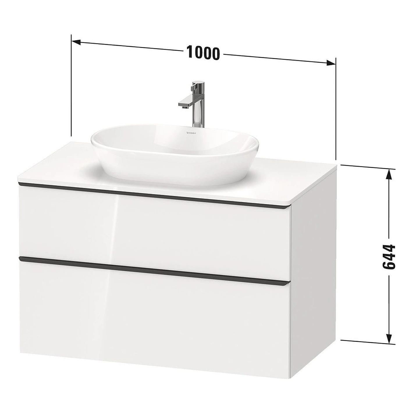 Duravit D-Neo 100 Cm Mat Beyaz Altın Kulplu Lavabo Dolabı 2